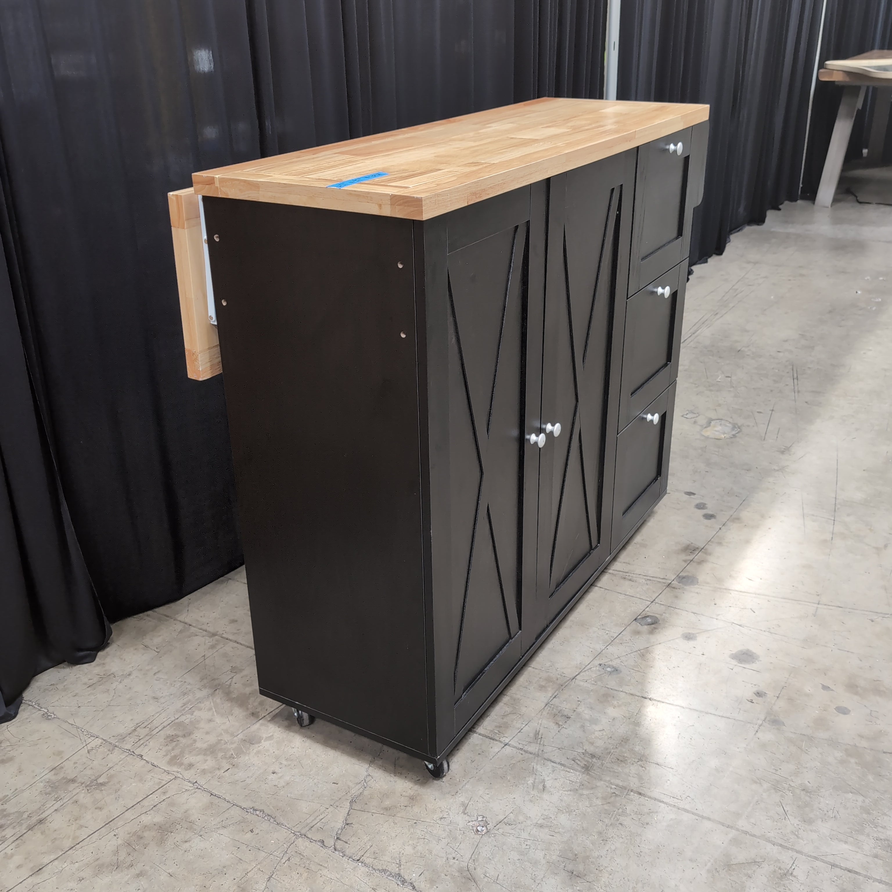 Dark Wood Kitchen Island with Butcher Block Top