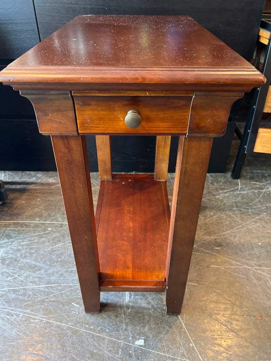 Cherry Wood Narrow Side Table with Drawer