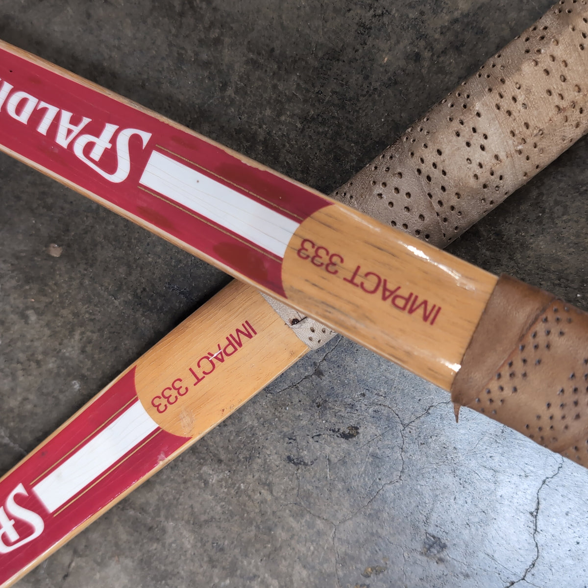 Spalding Vintage Red and White Paddles with Perforated Grips