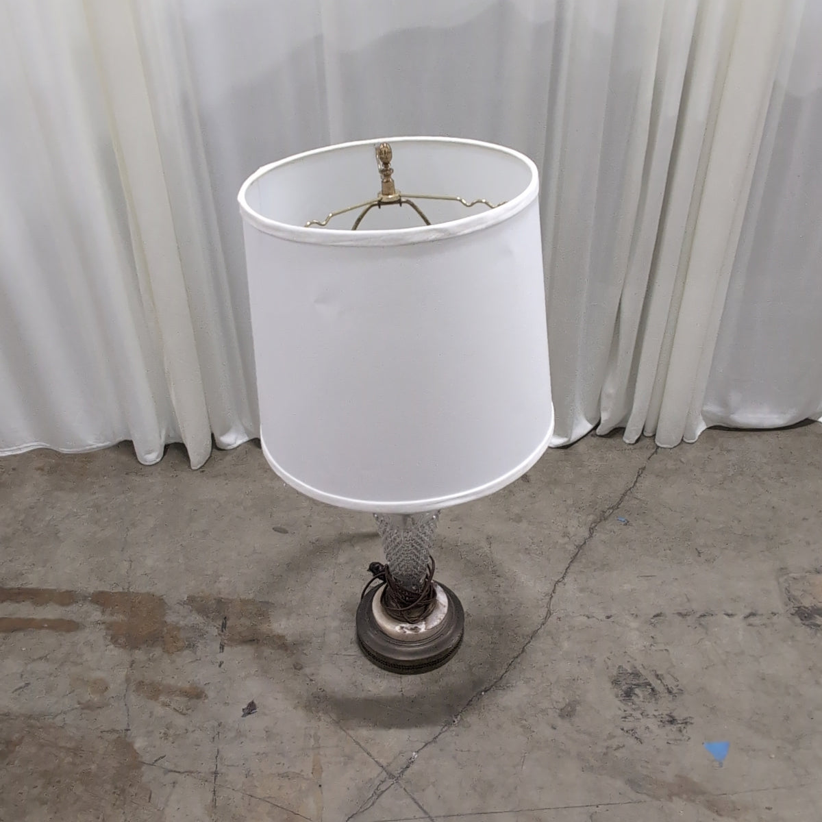 Clear Cut Glass and Bronze Table Lamp