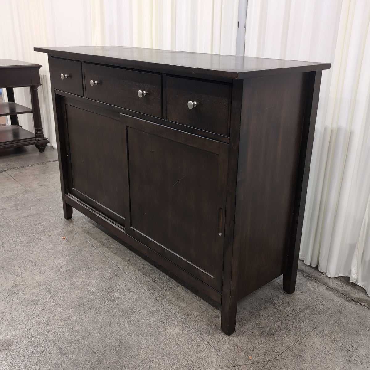 Dark Brown Wood Buffet with Sliding Door