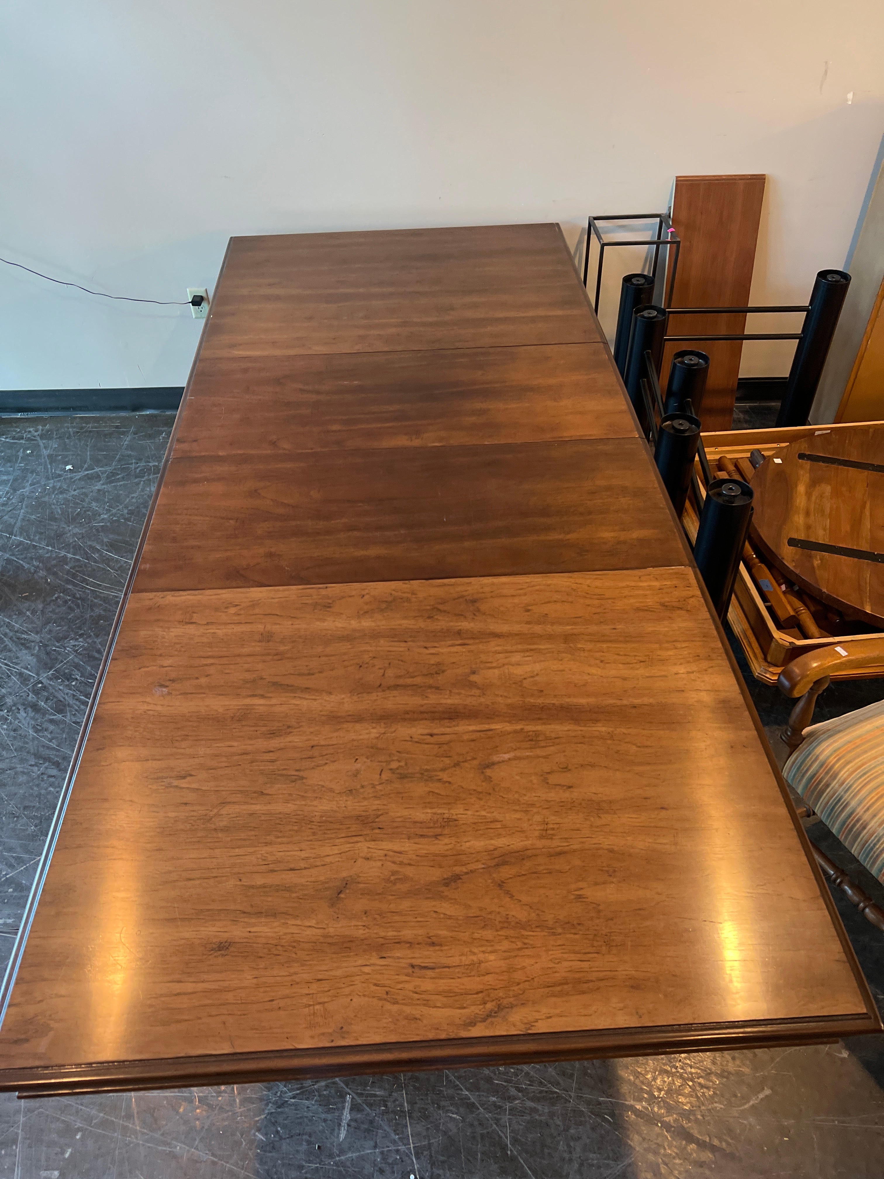 Antique Oak Dining Table with Hand Craved Base & 2 leaves
