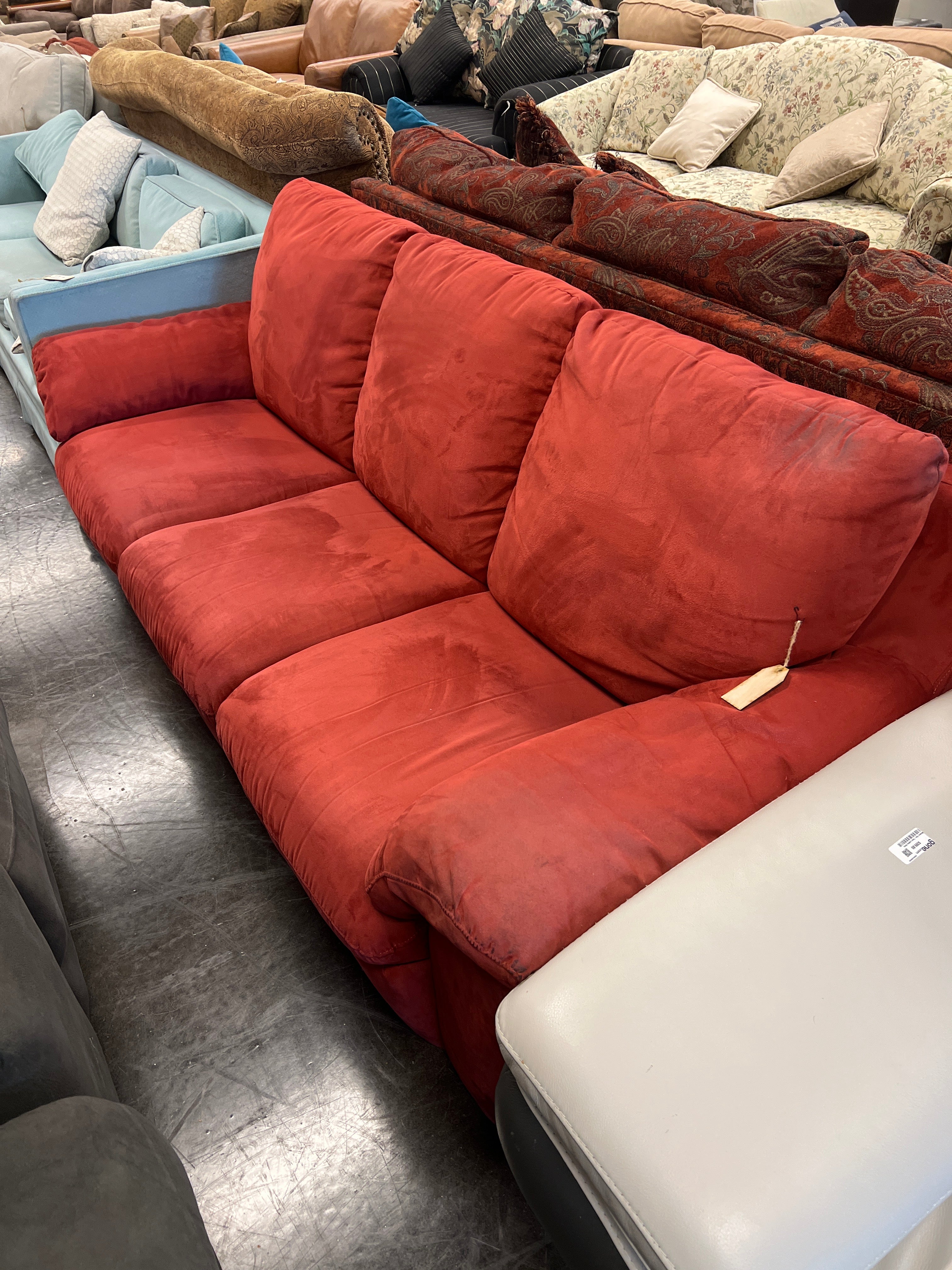 Red Microfiber Sofa