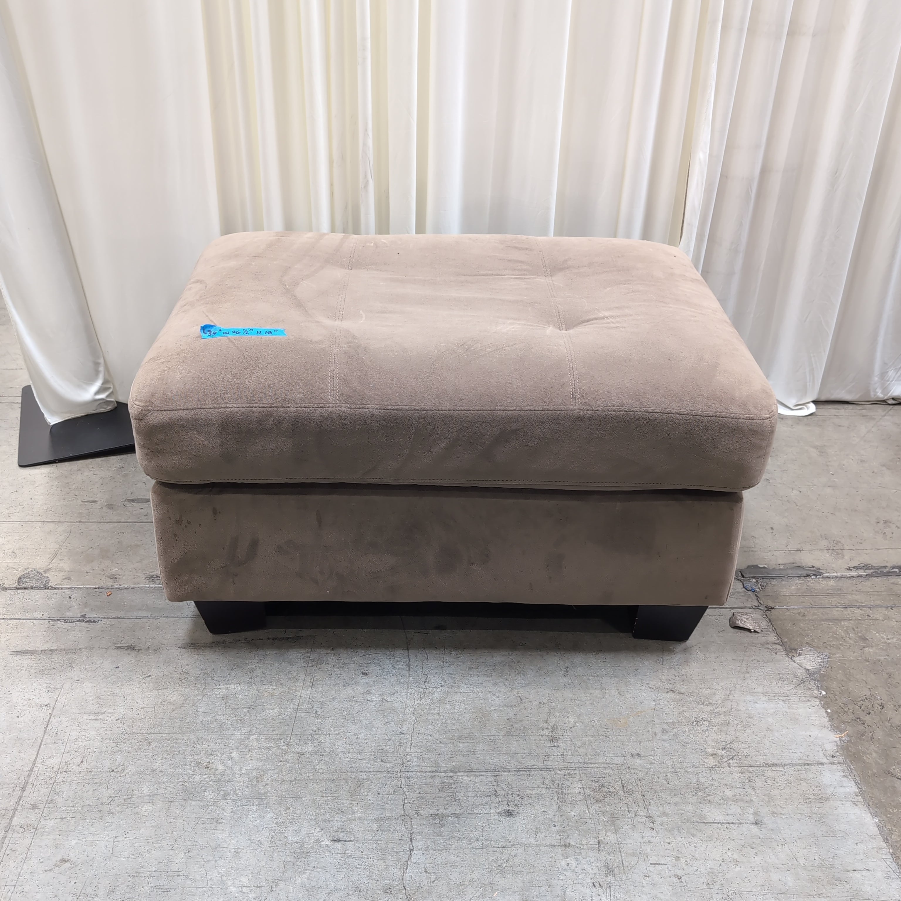 Brown Tufted Fabric Ottoman