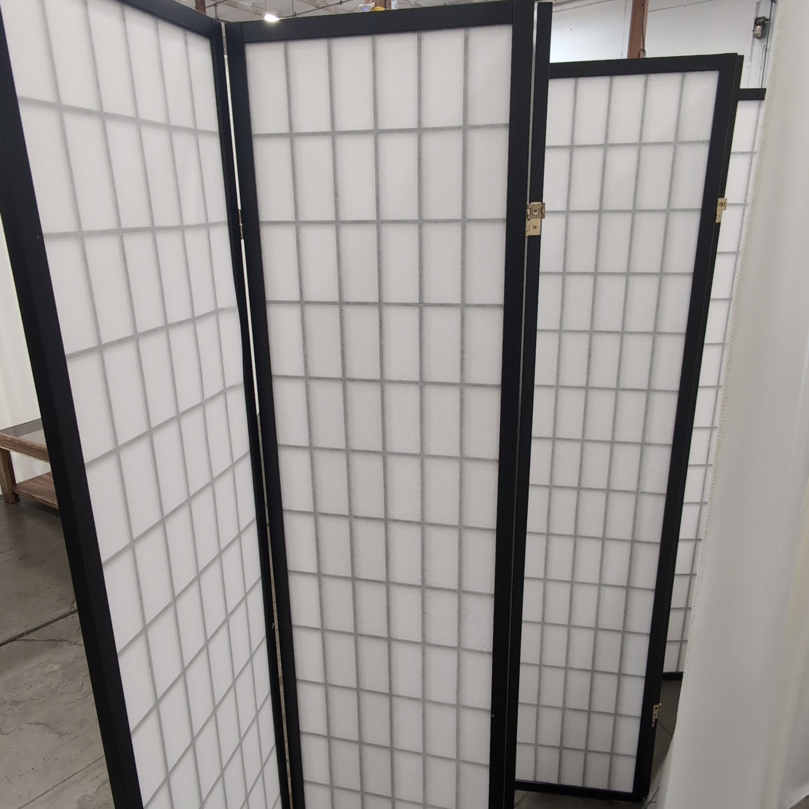 Black Frame Japanese Style Room Divider with White Panels