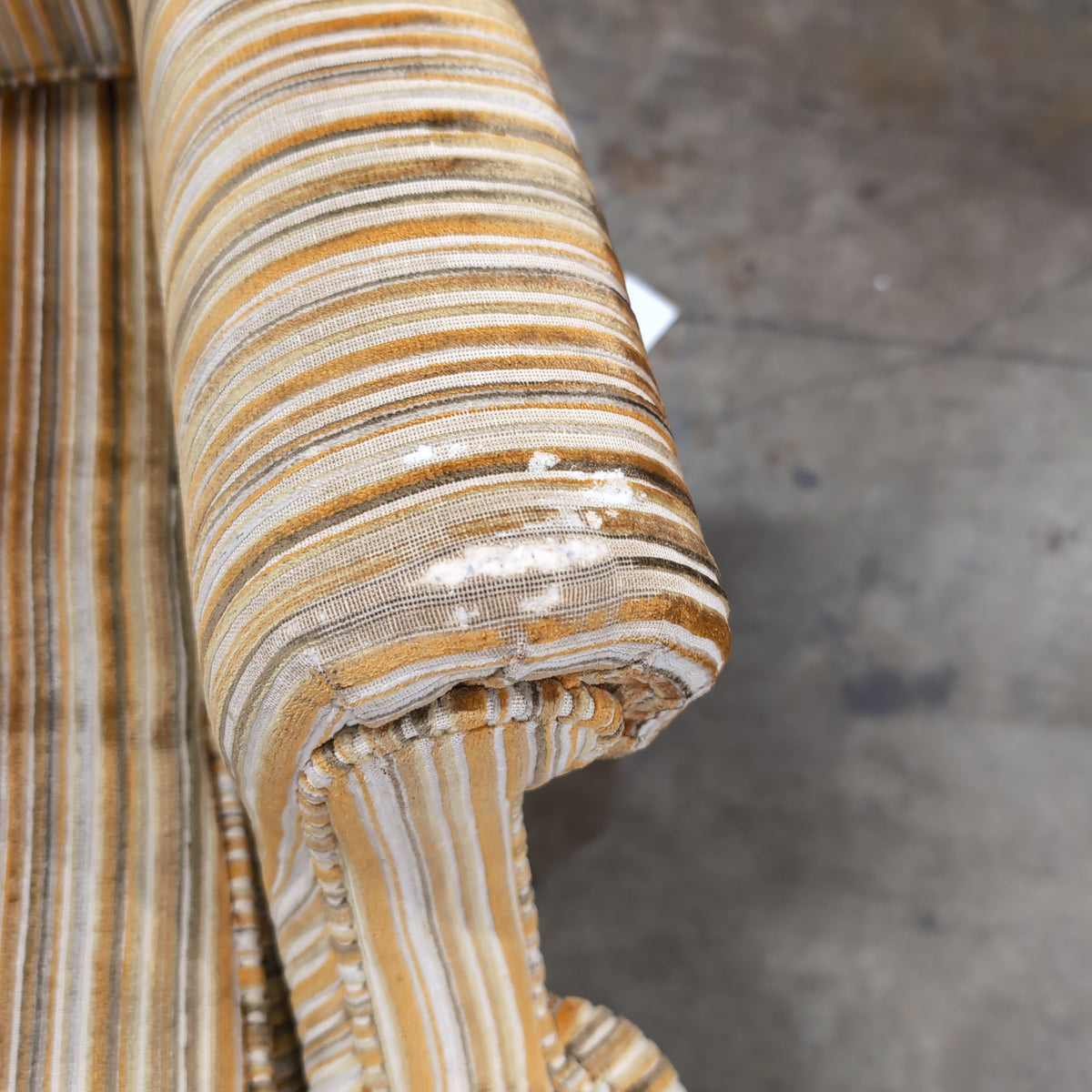 Traditional Brown Striped Wingback Chair