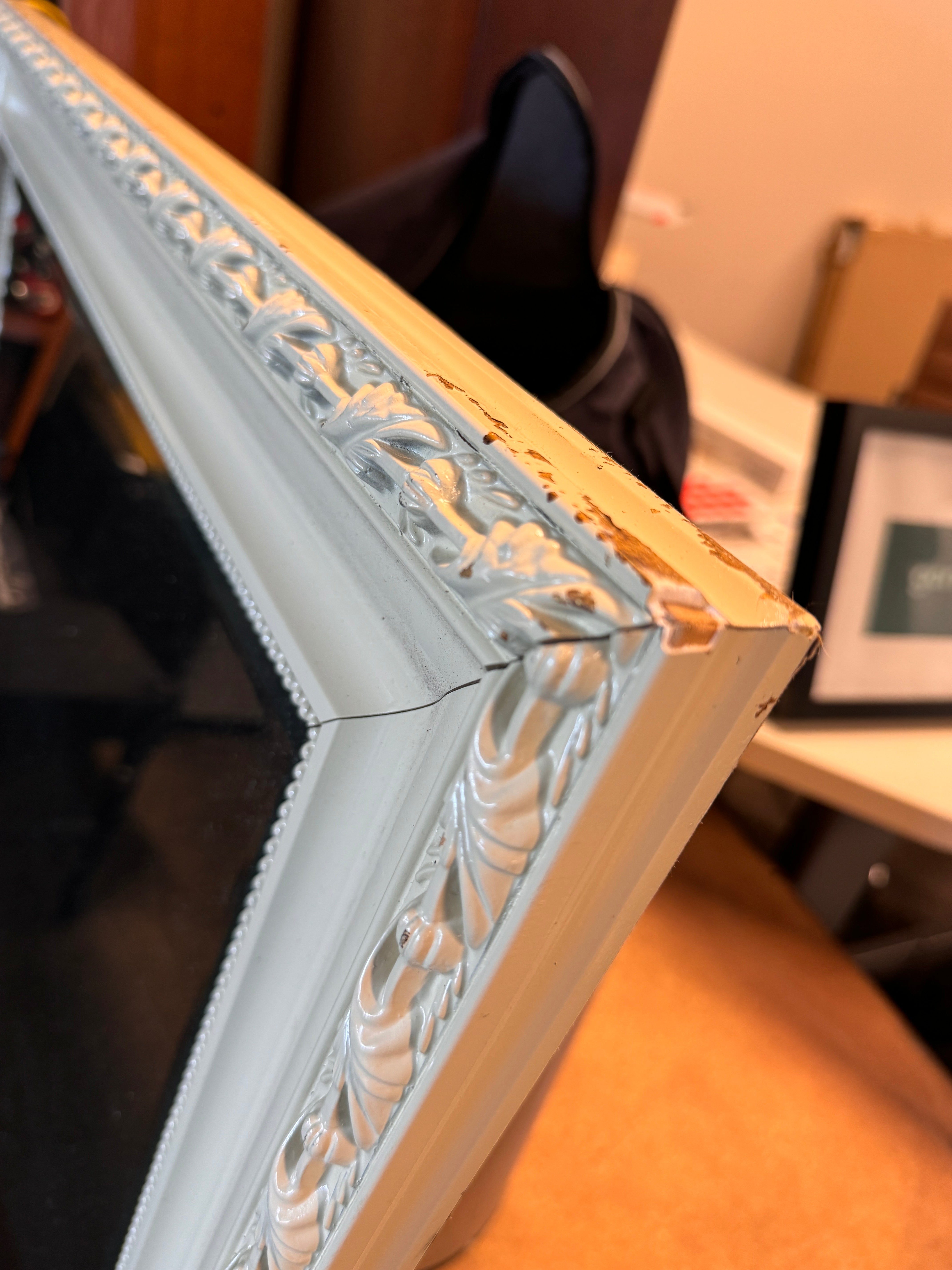 Mirror With White Frame Trim