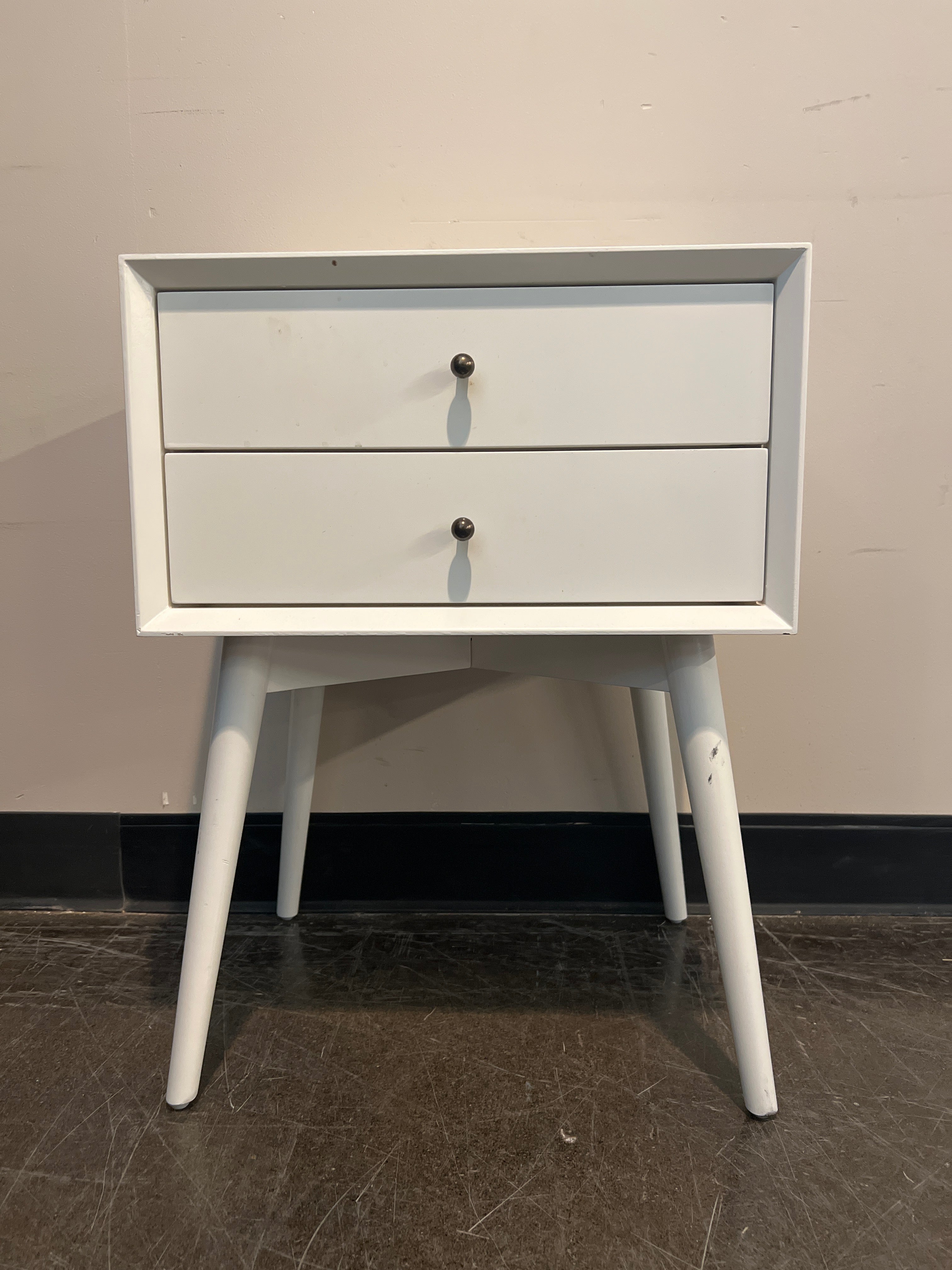 Williams Sonoma Mid-Century 2-Drawer Nightstand – White Lacquer
