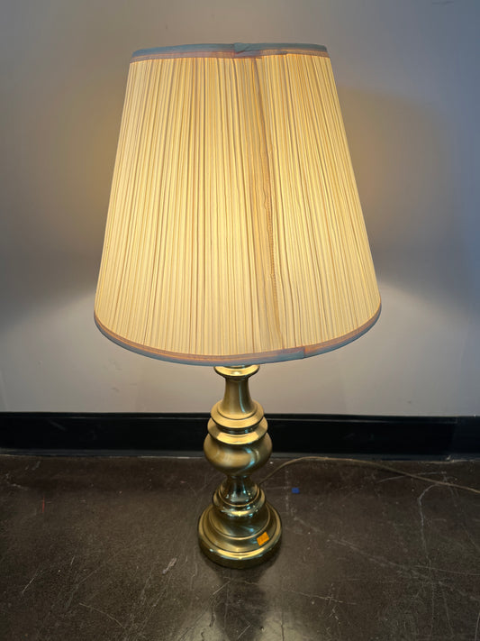 Brass Tone Traditional Table Lamp with Pleated Shade