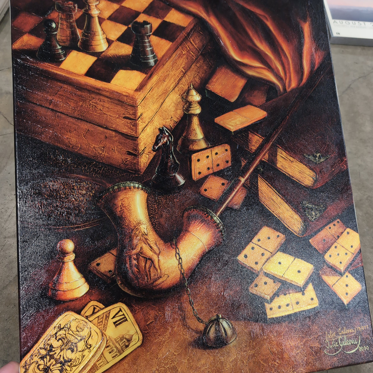 Julie Caleera Still Life Print with Game Pieces