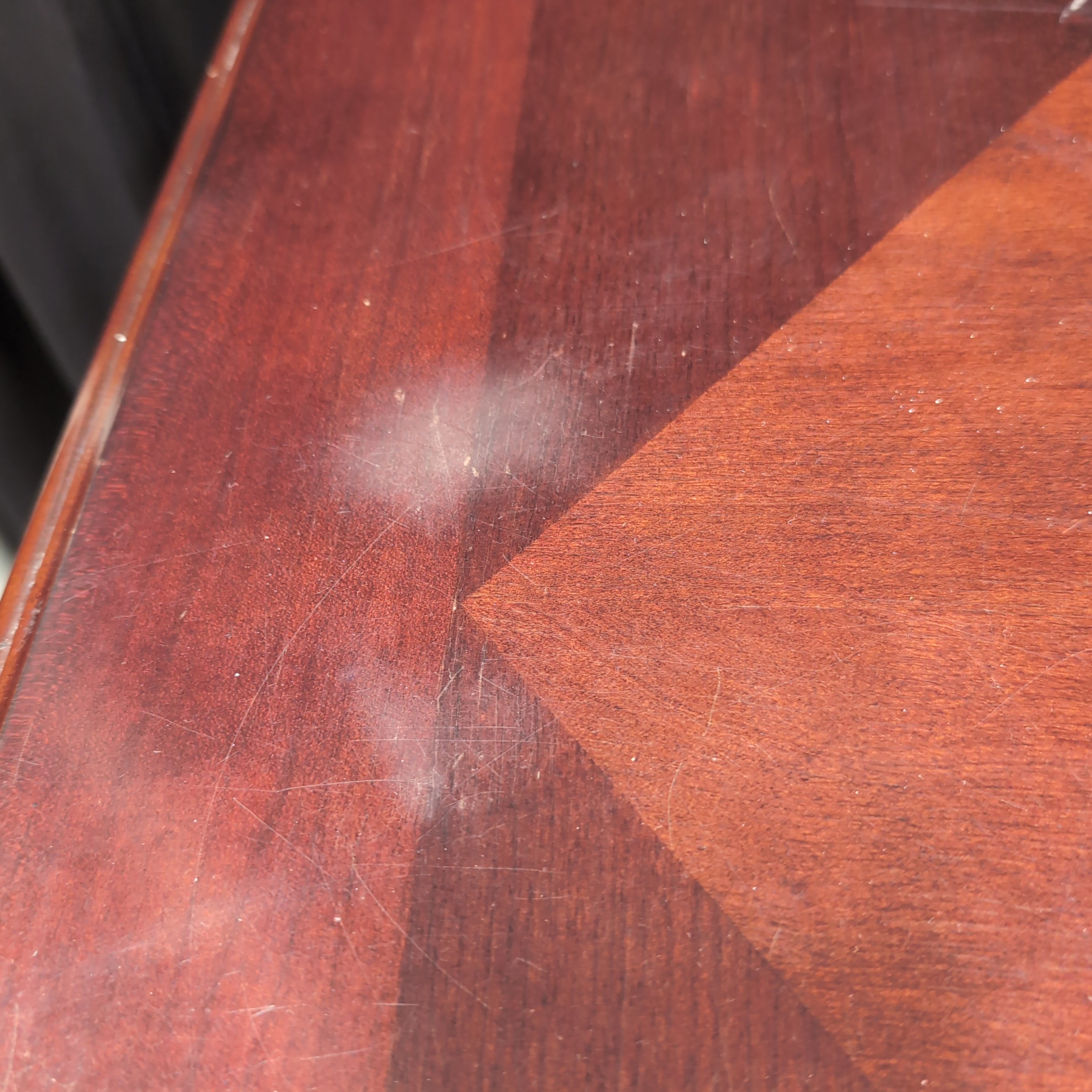 Pair of Dark Cherry Wood End Table with Curved Legs