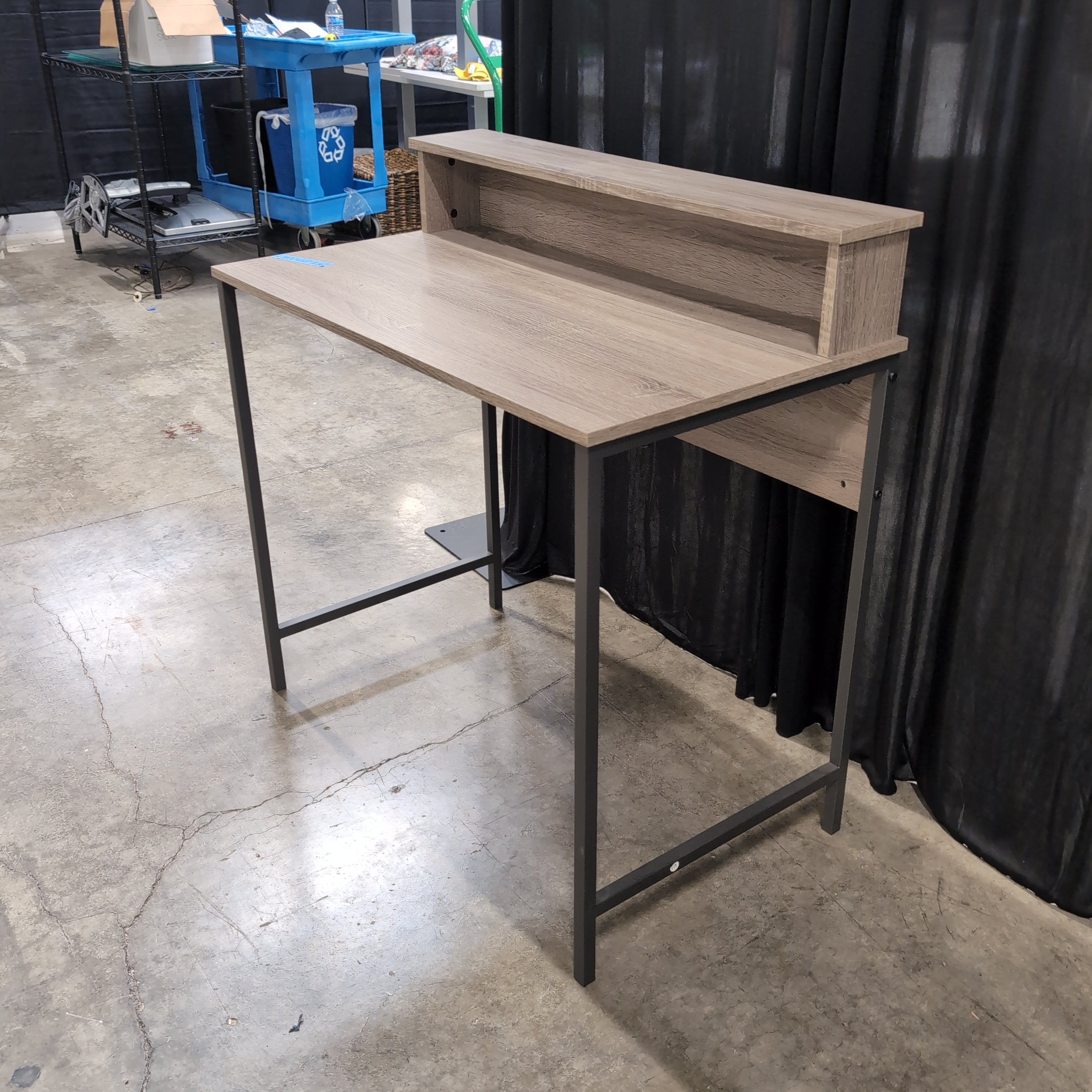 Modern Gray Wood-Look Desk with Hutch