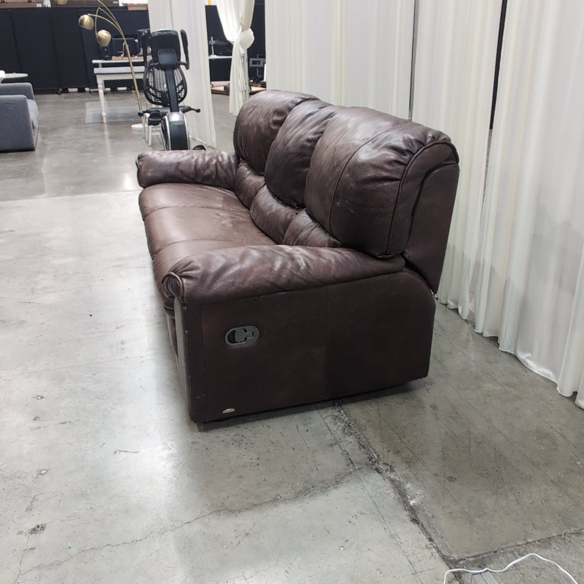 Classic Brown Leather Three-Seat Couch
