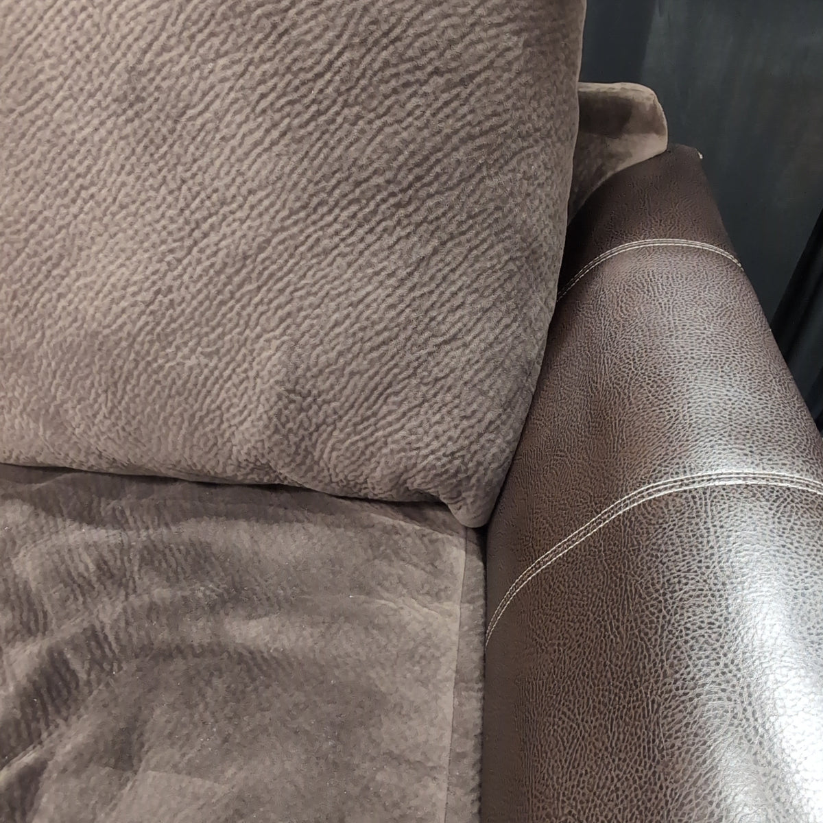 Brown Microfiber Couch with Glass Panel