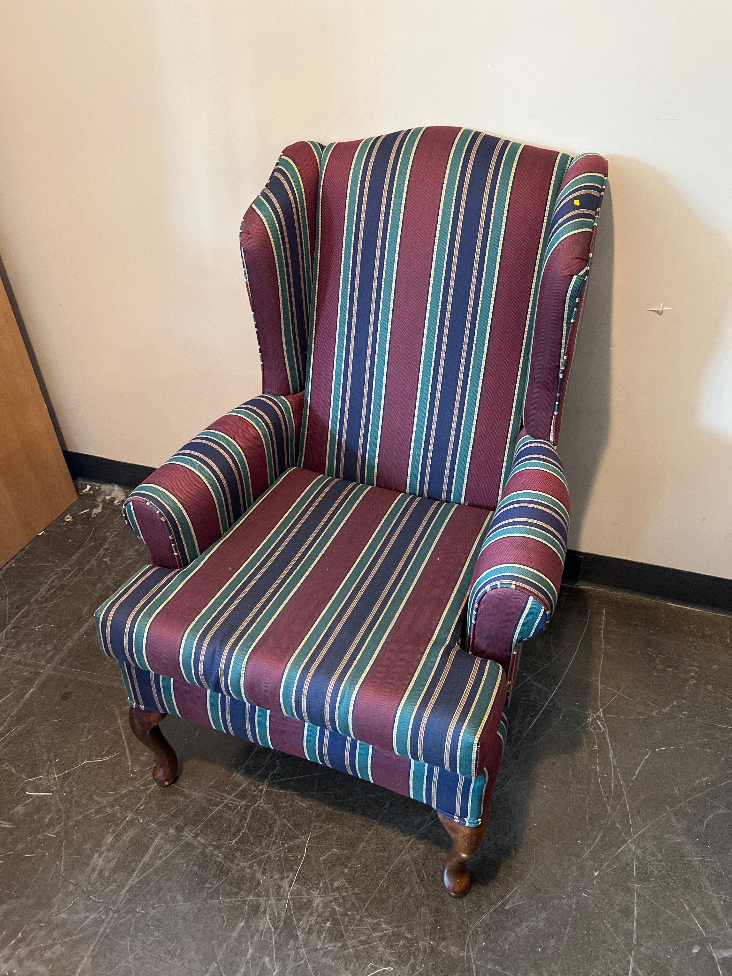 Basset Striped Wingback Accent Chair
