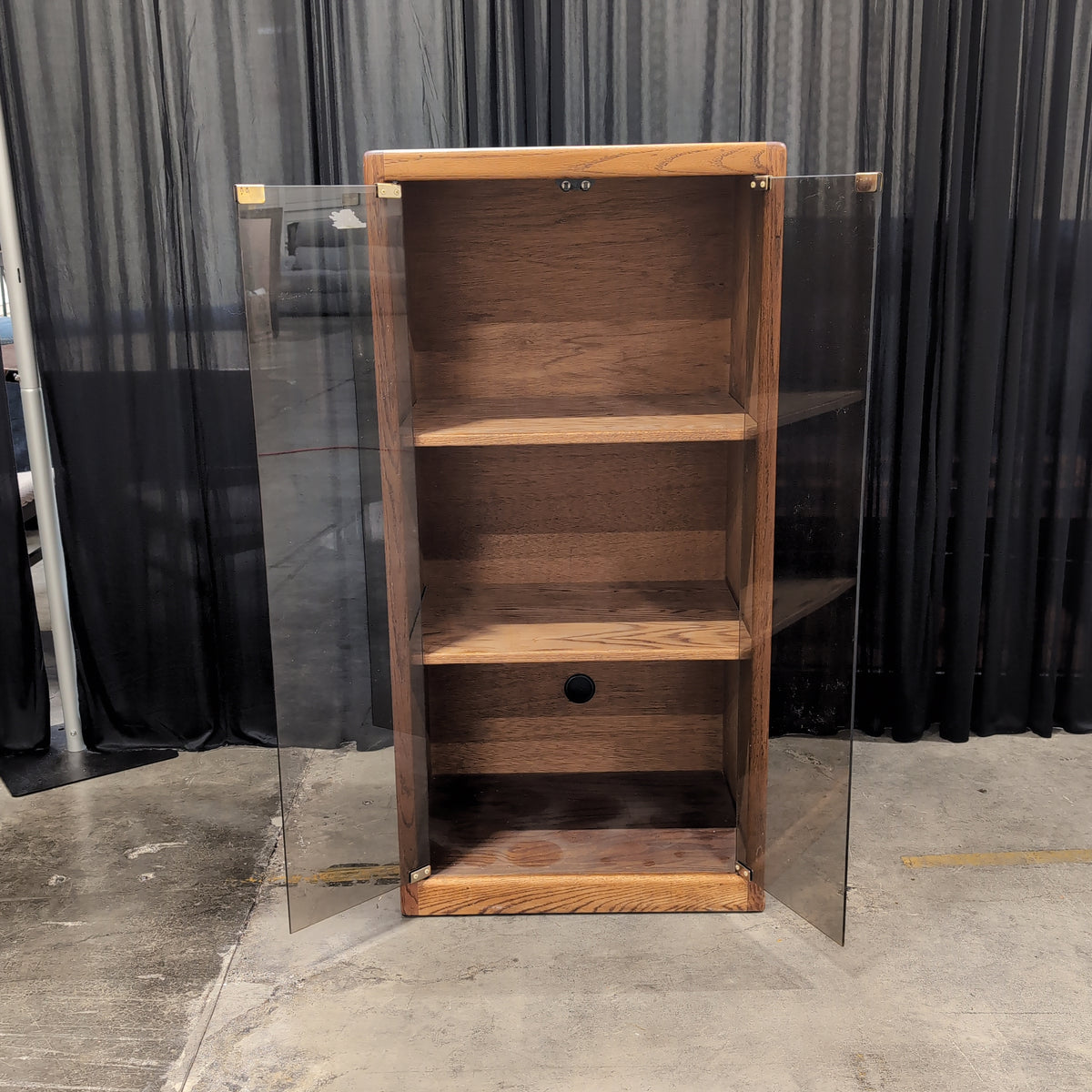 Brown Wood China Cabinet with Glass Doors
