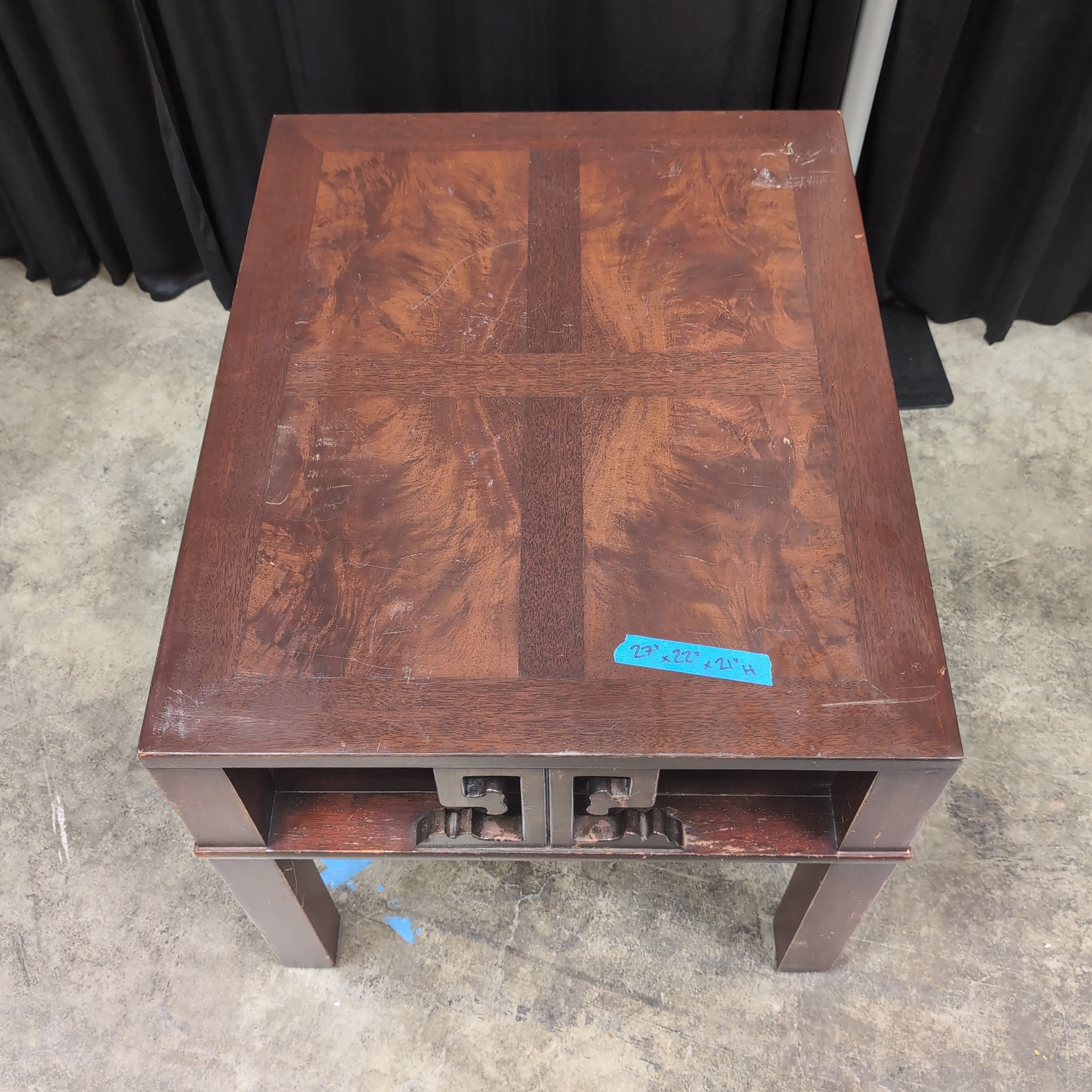 Dark Stained Hardwood Asian-Inspired End Table