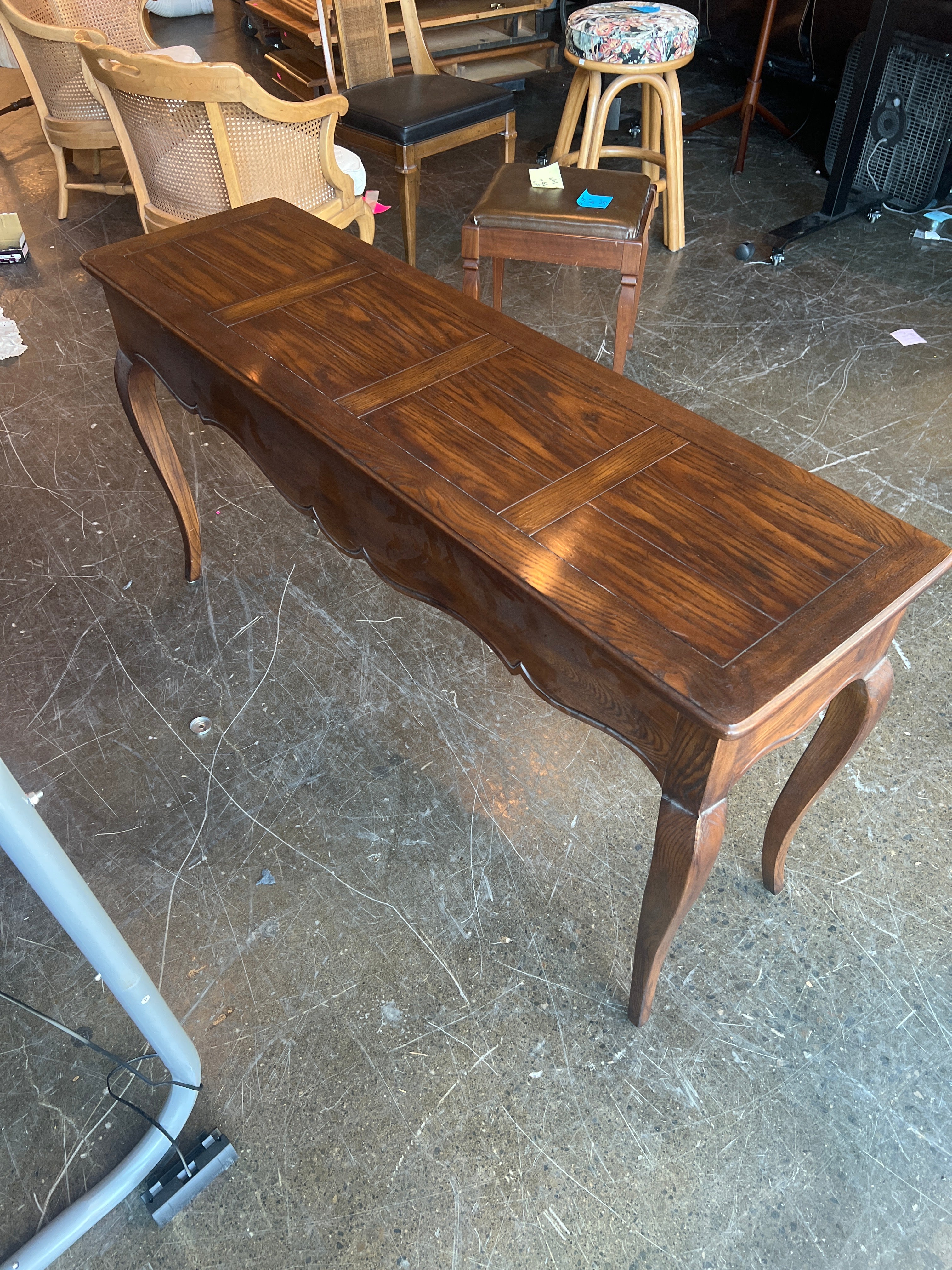 Vintage Henredon French Provincial Two Drawer Sofa Table / Console Table