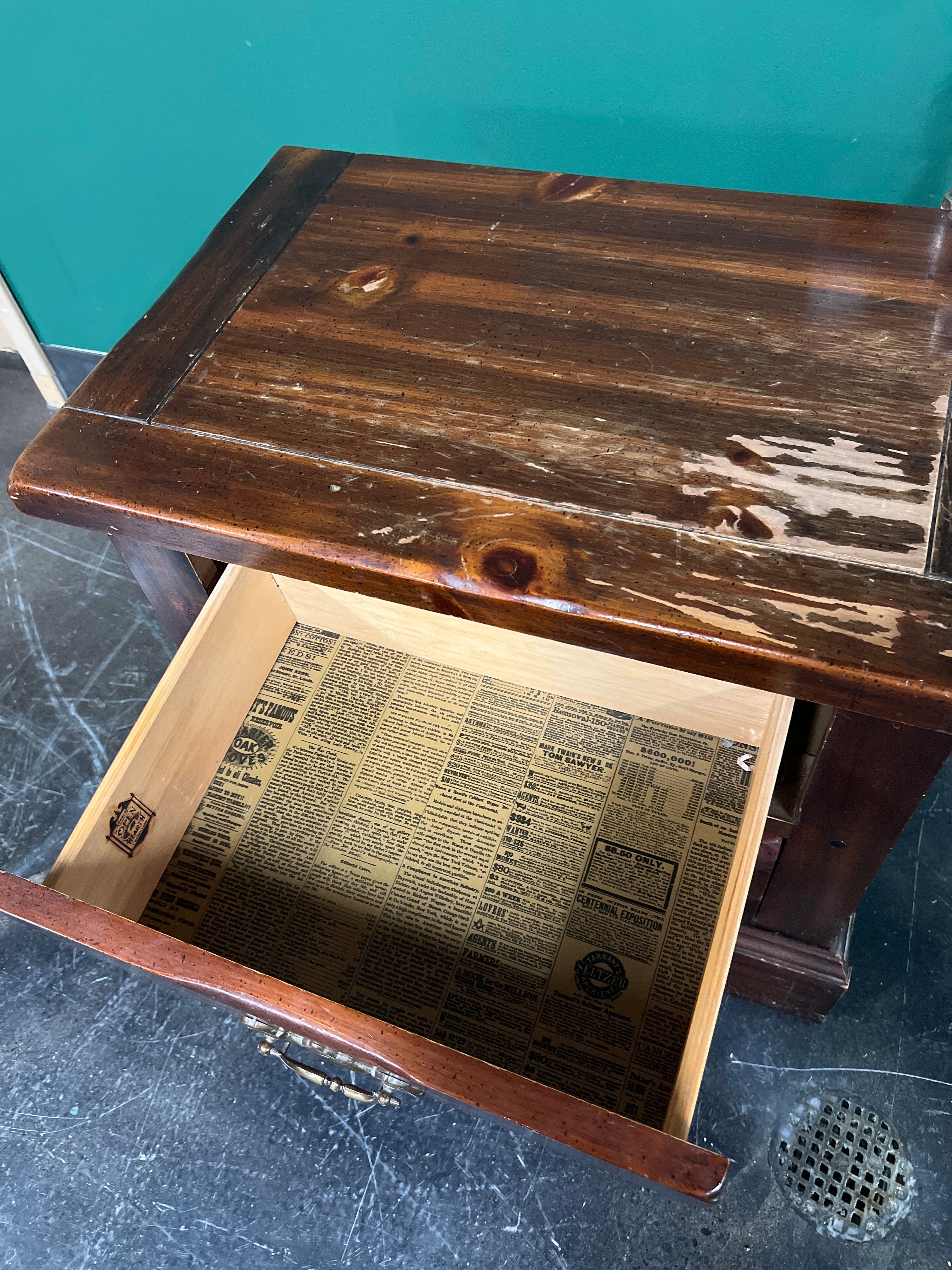 Rustic Hardwood Nightstand with Two Drawers