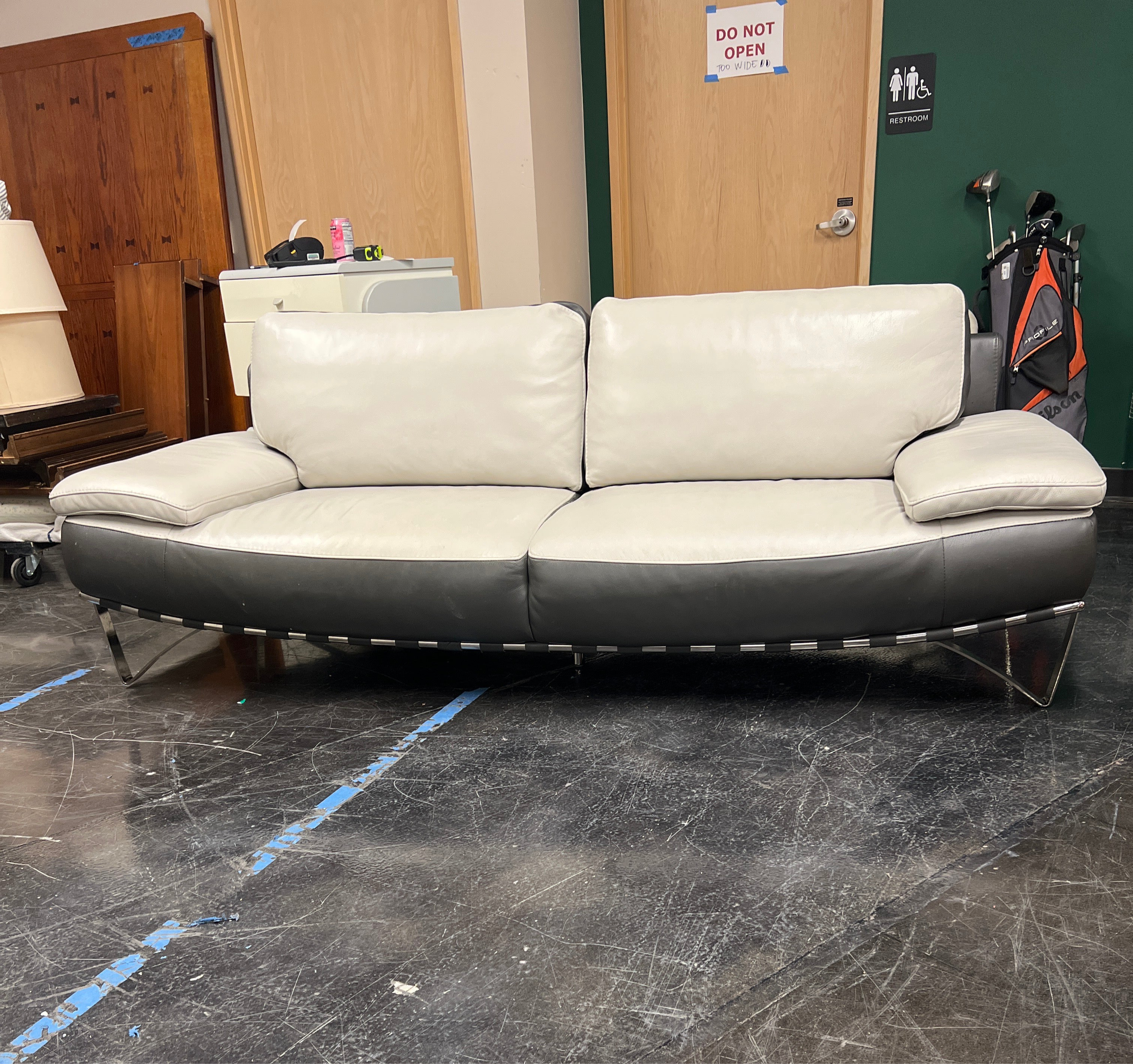 Modern Two-Tone Leather Sofa