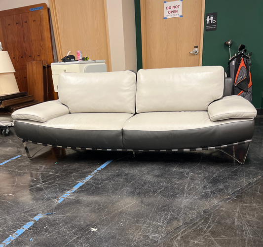Modern Two-Tone Leather Sofa