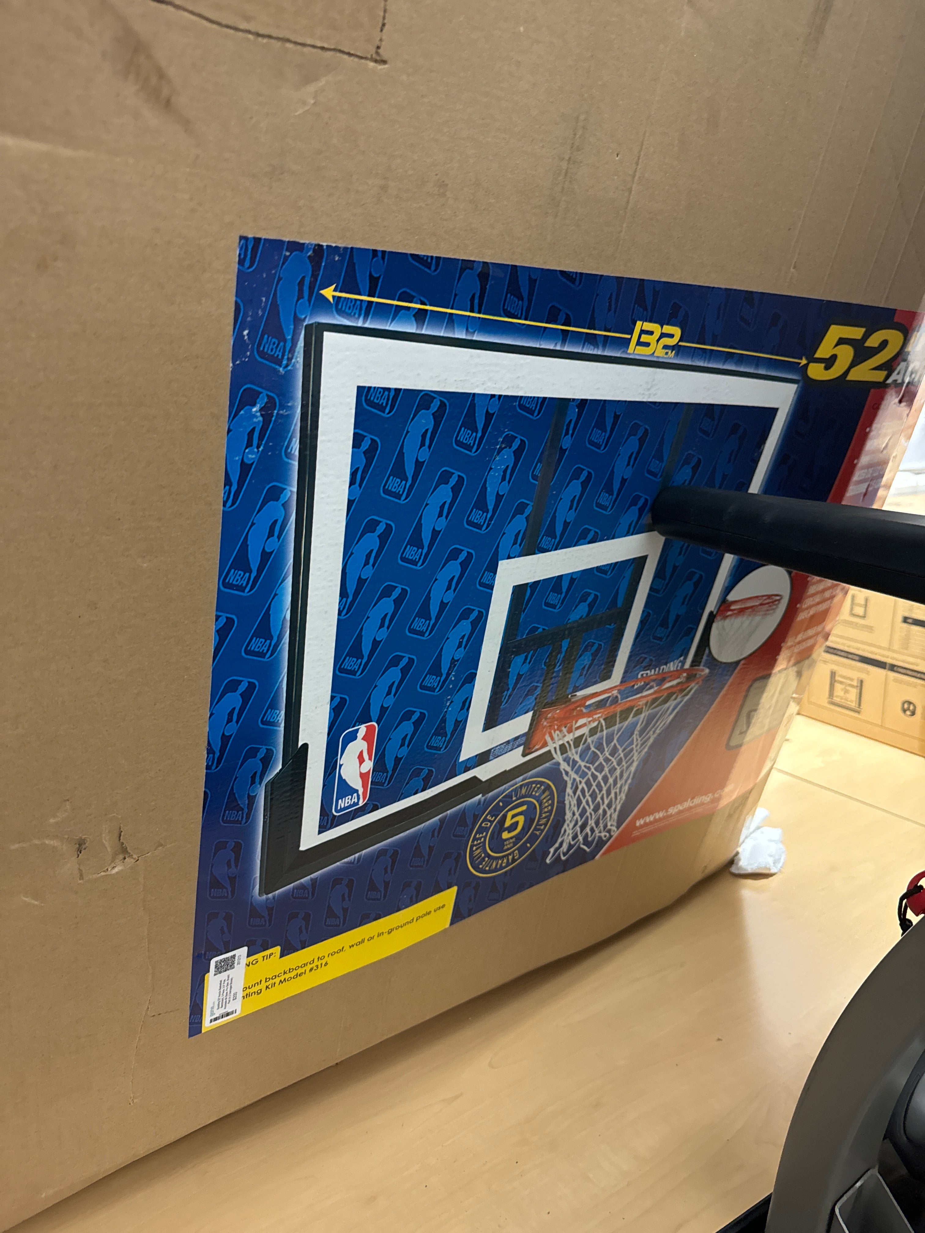 Spalding 52" Acrylic Basketball Backboard, 3 Piece, 3.5" Pole, Accolade 6A Base, Pro Slam, Board Pad