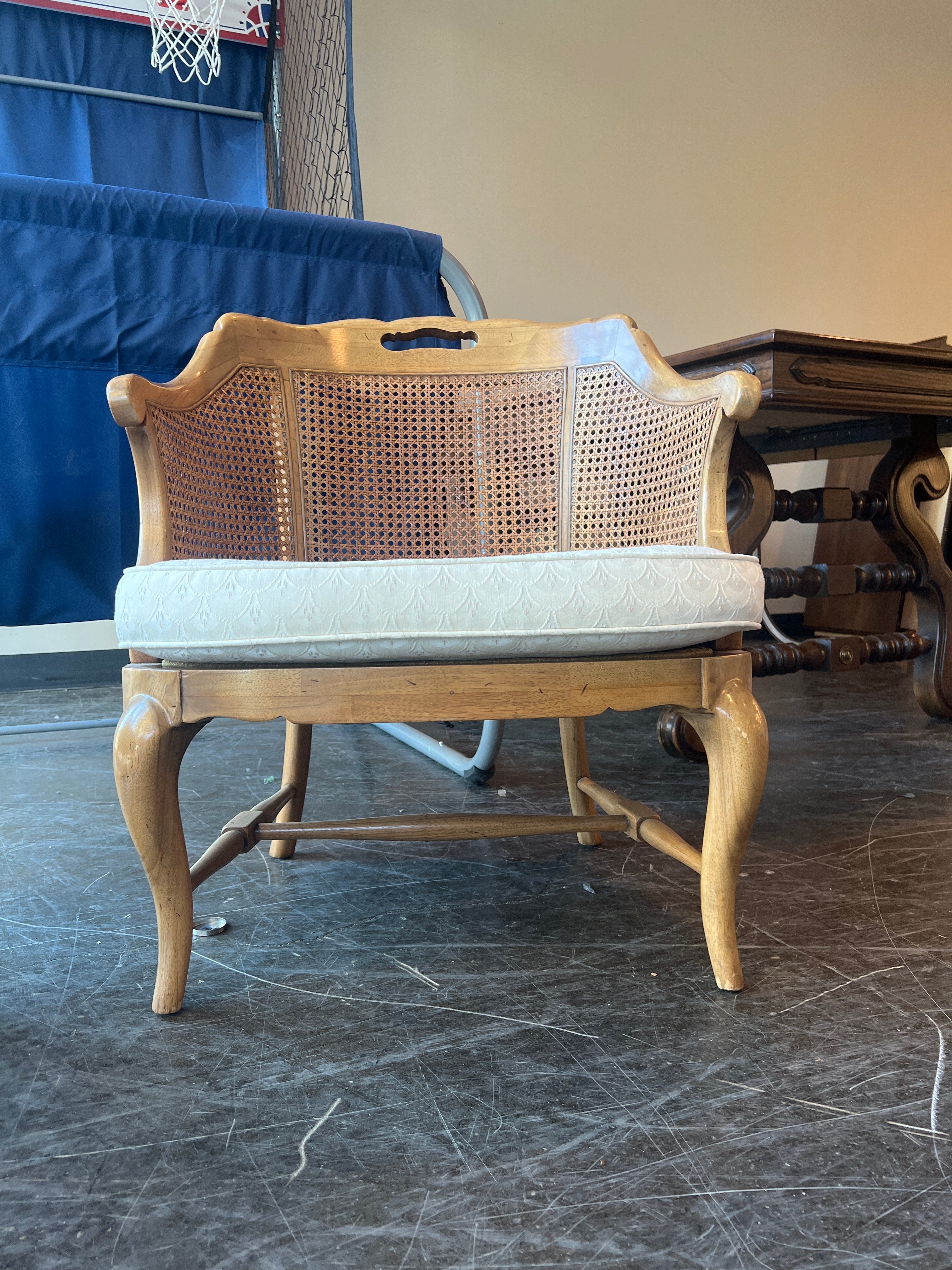 Vintage MCM Cane Back Wood Armchairs - Set of Two