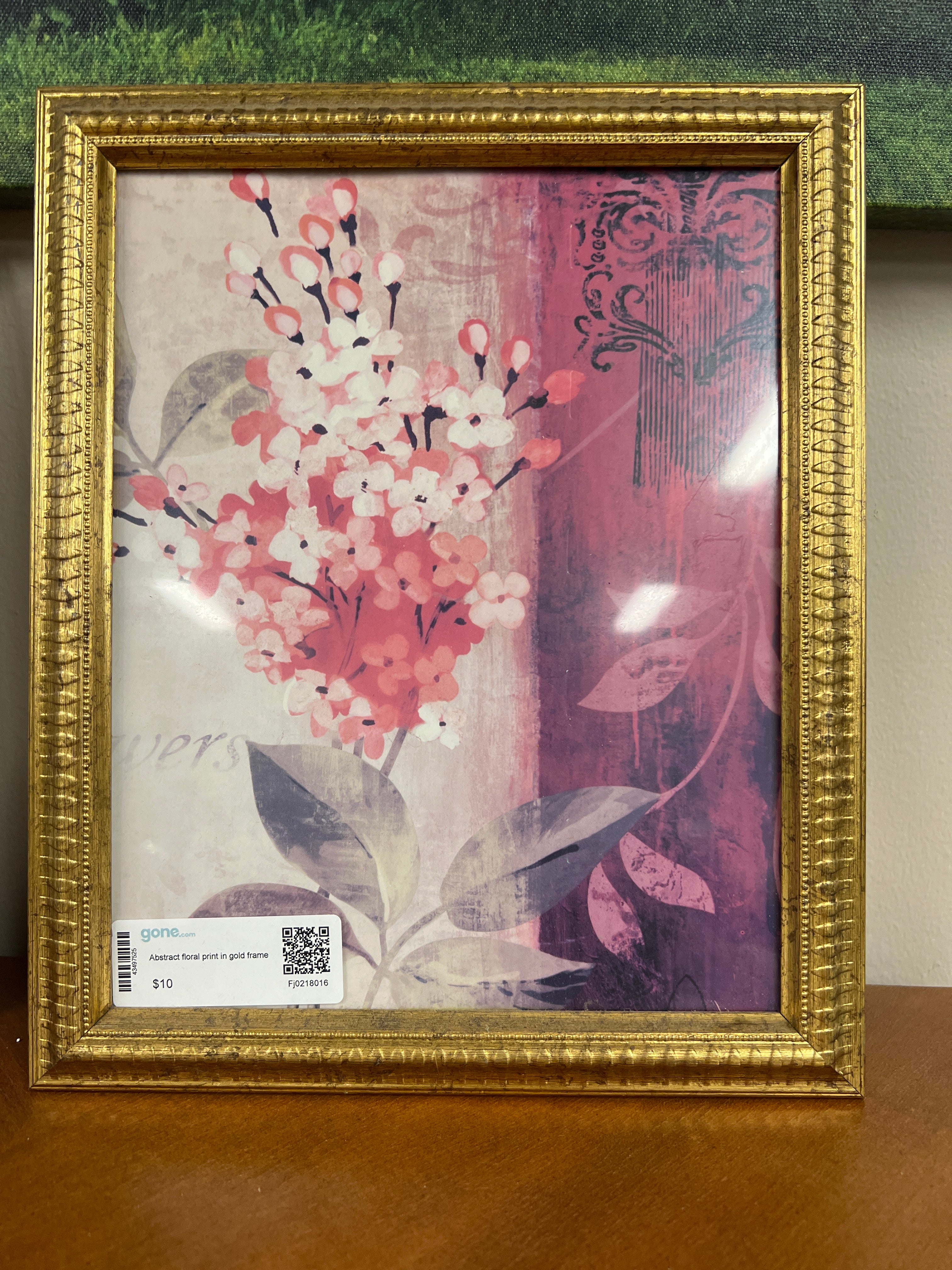Abstract floral print in gold frame