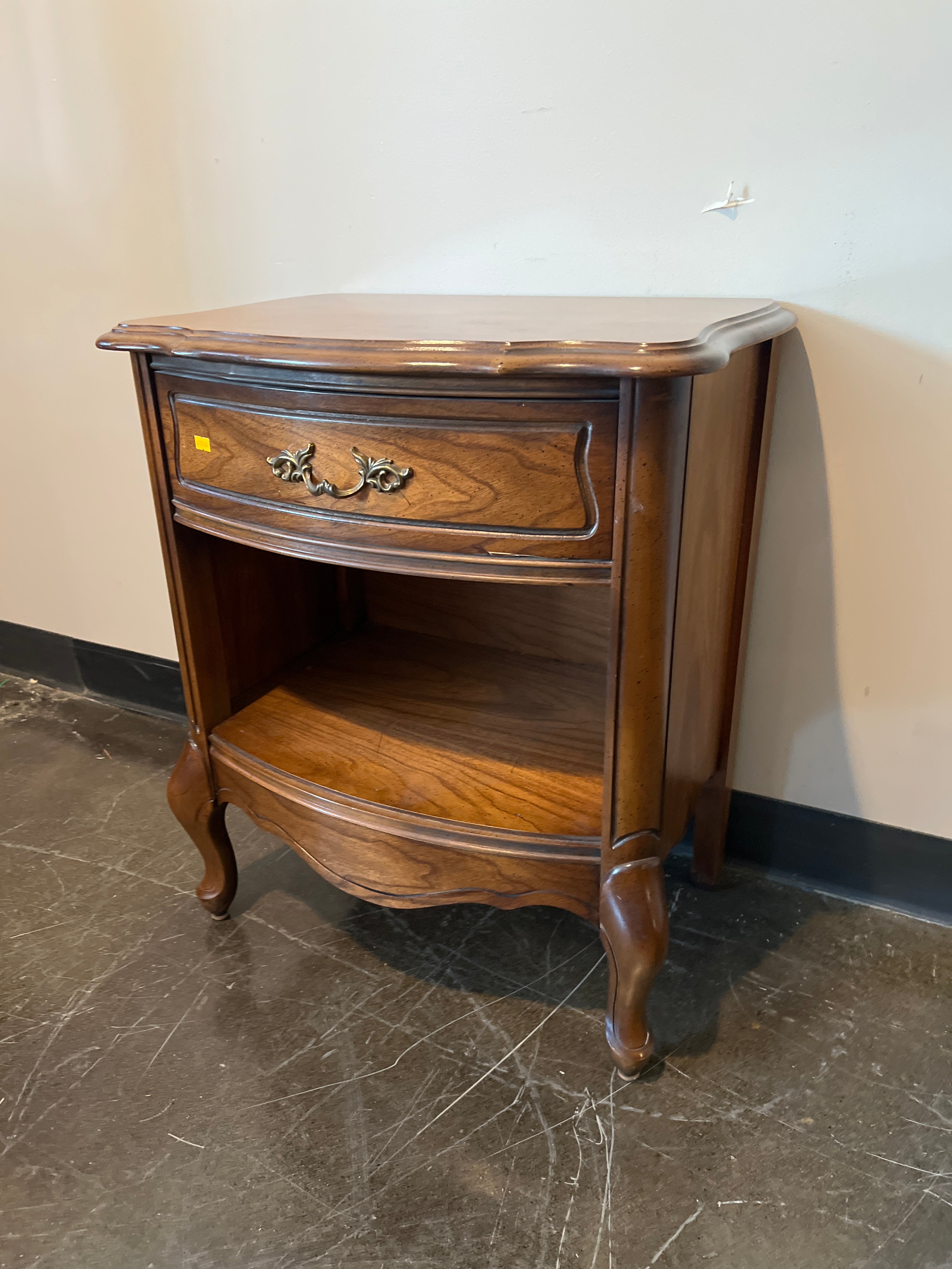 French Provincial Single-Drawer Nightstand with Open Shelf