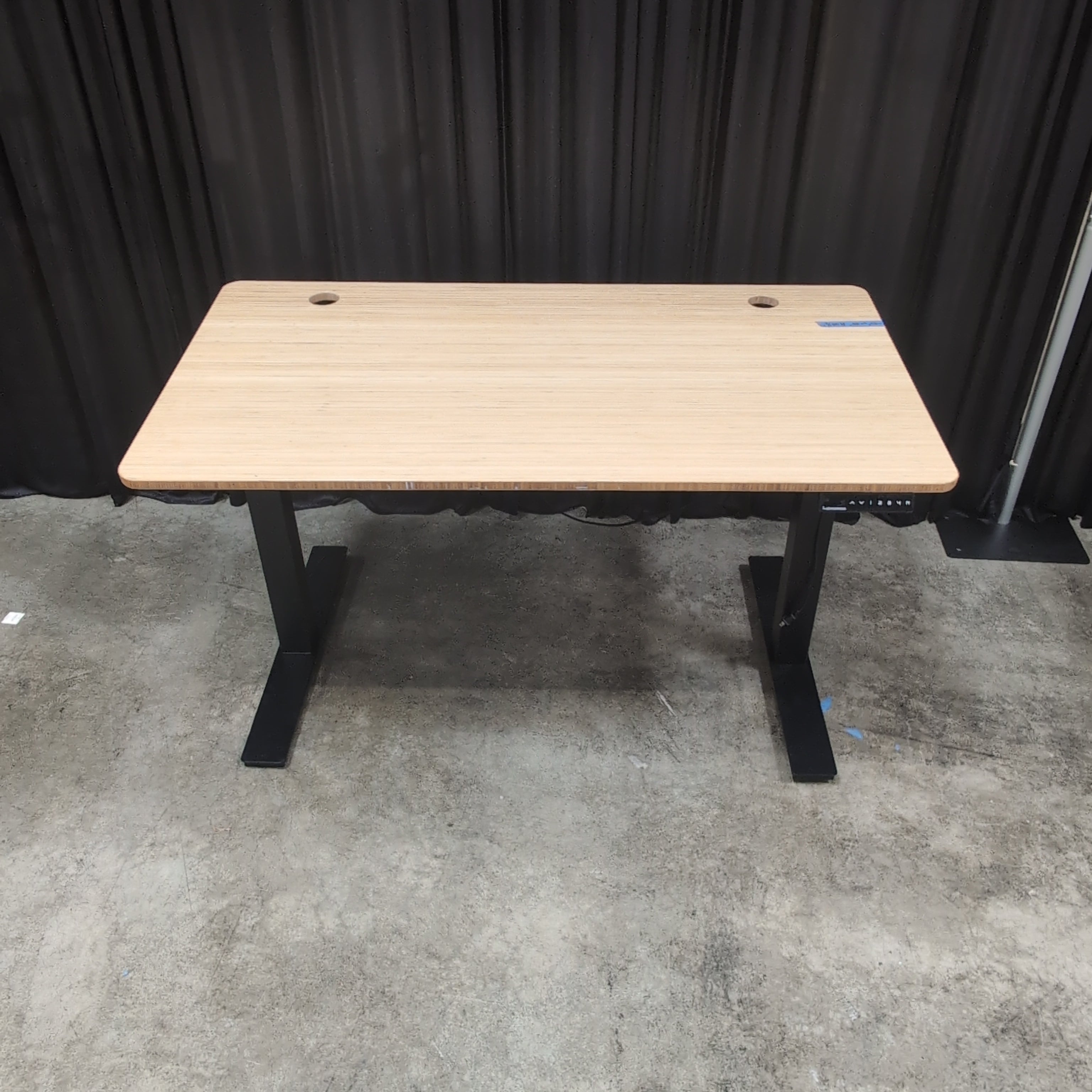 Natural Bamboo Top Standing Desk with Black Base