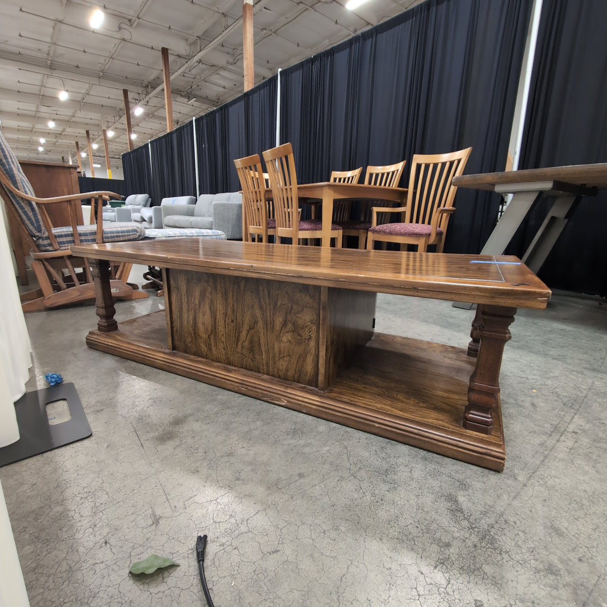 Traditional Dark Wood Coffee Table with Carved Details
