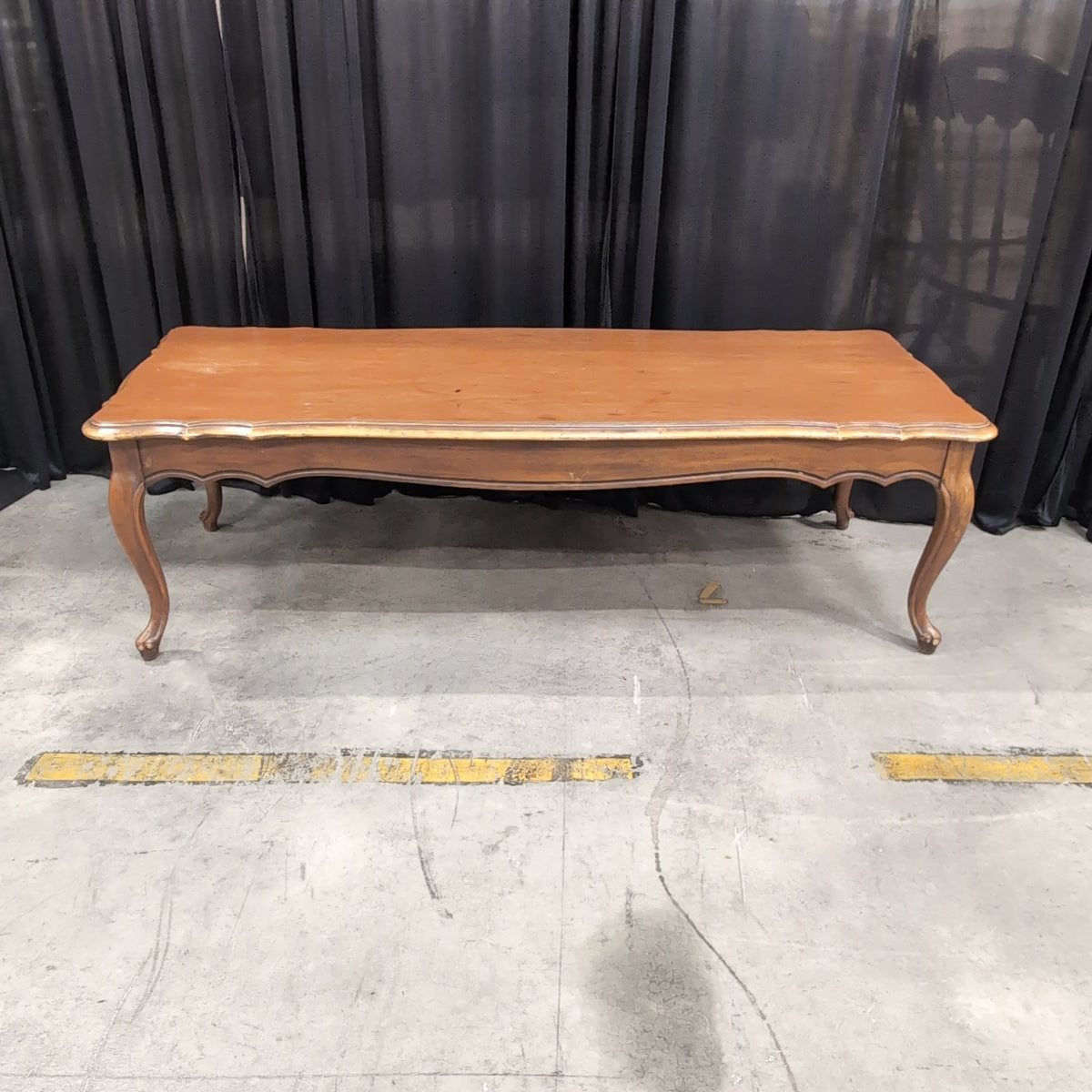 Traditional Light Wood Coffee Table with Carved Edges