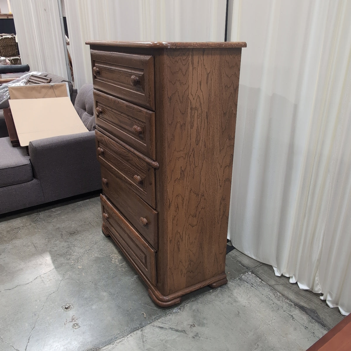 Traditional Brown Hardwood Five-Drawer Dresser with Rounded Knobs