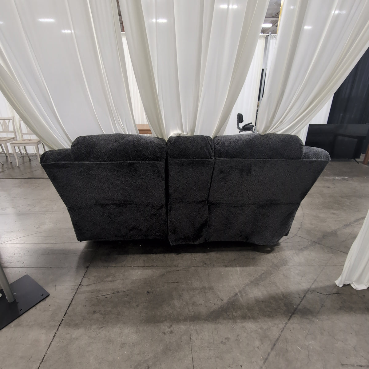 Grey Fabric Reclining Loveseat with Center Console
