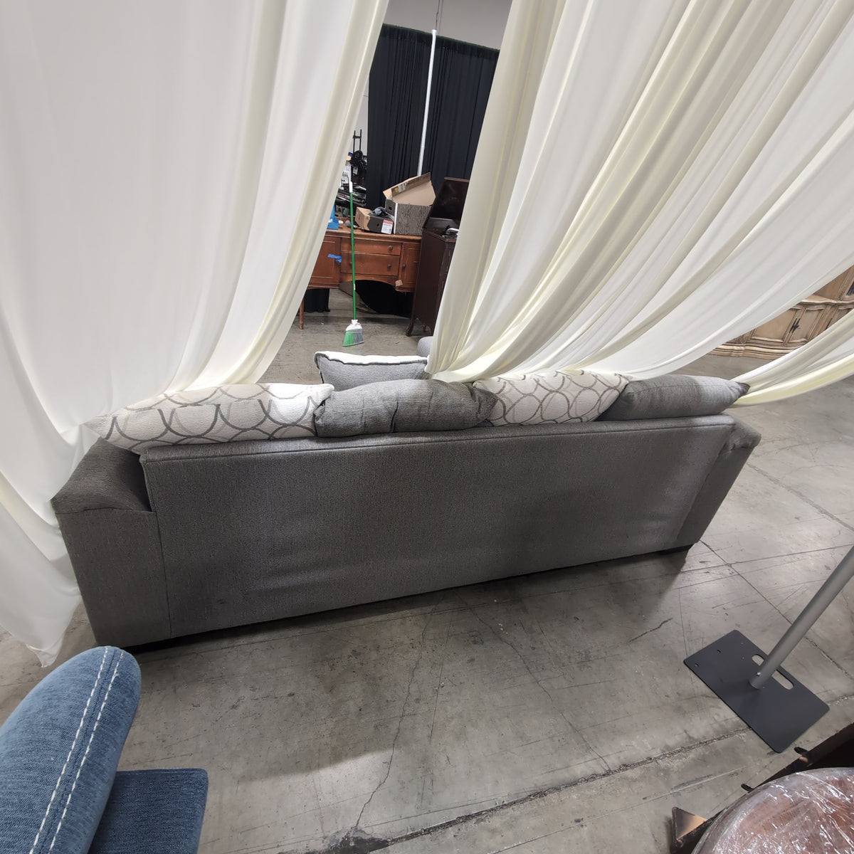 Grey Fabric L-Shaped Sectional Couch