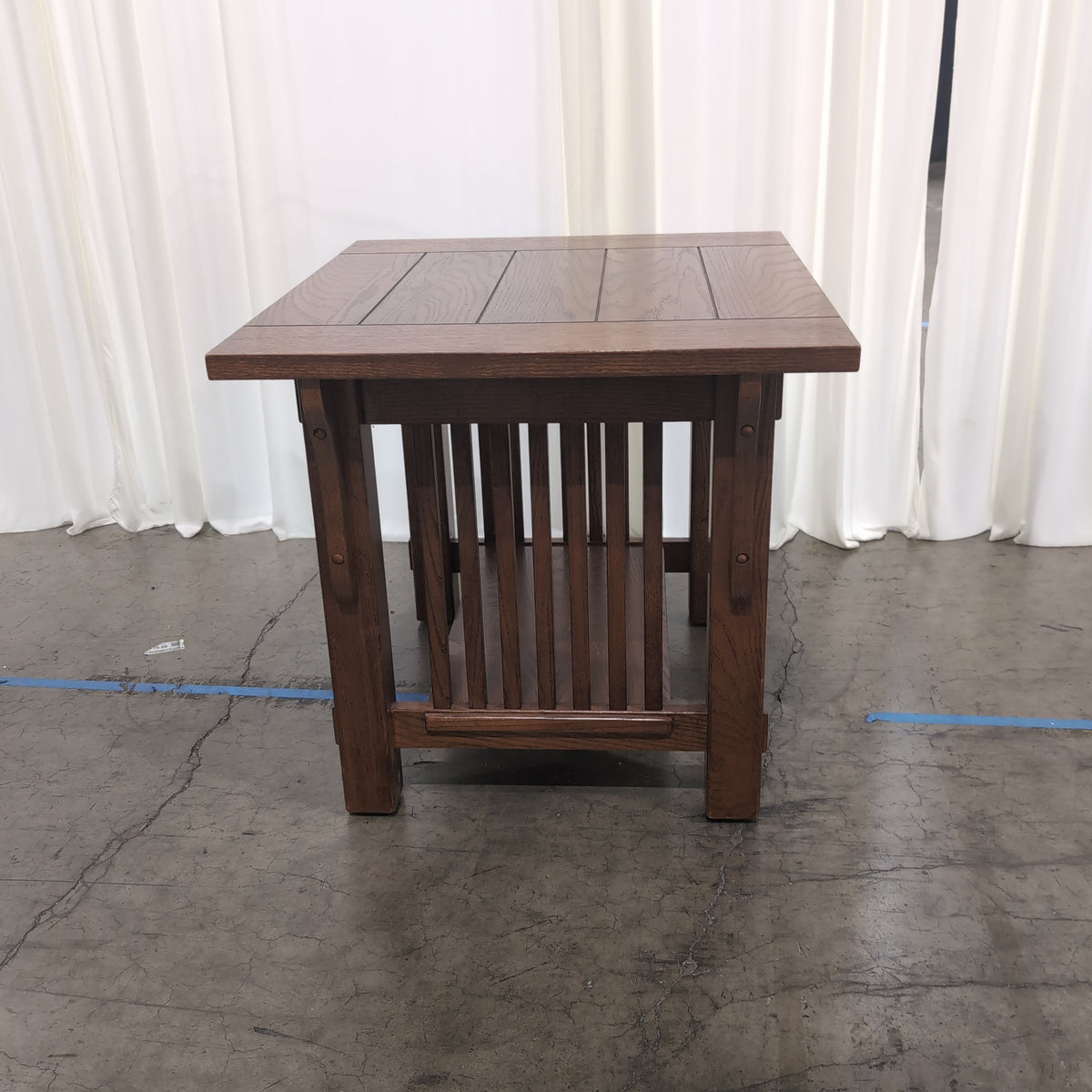 Mission Style Oak Wood End Table with Lower Shelf