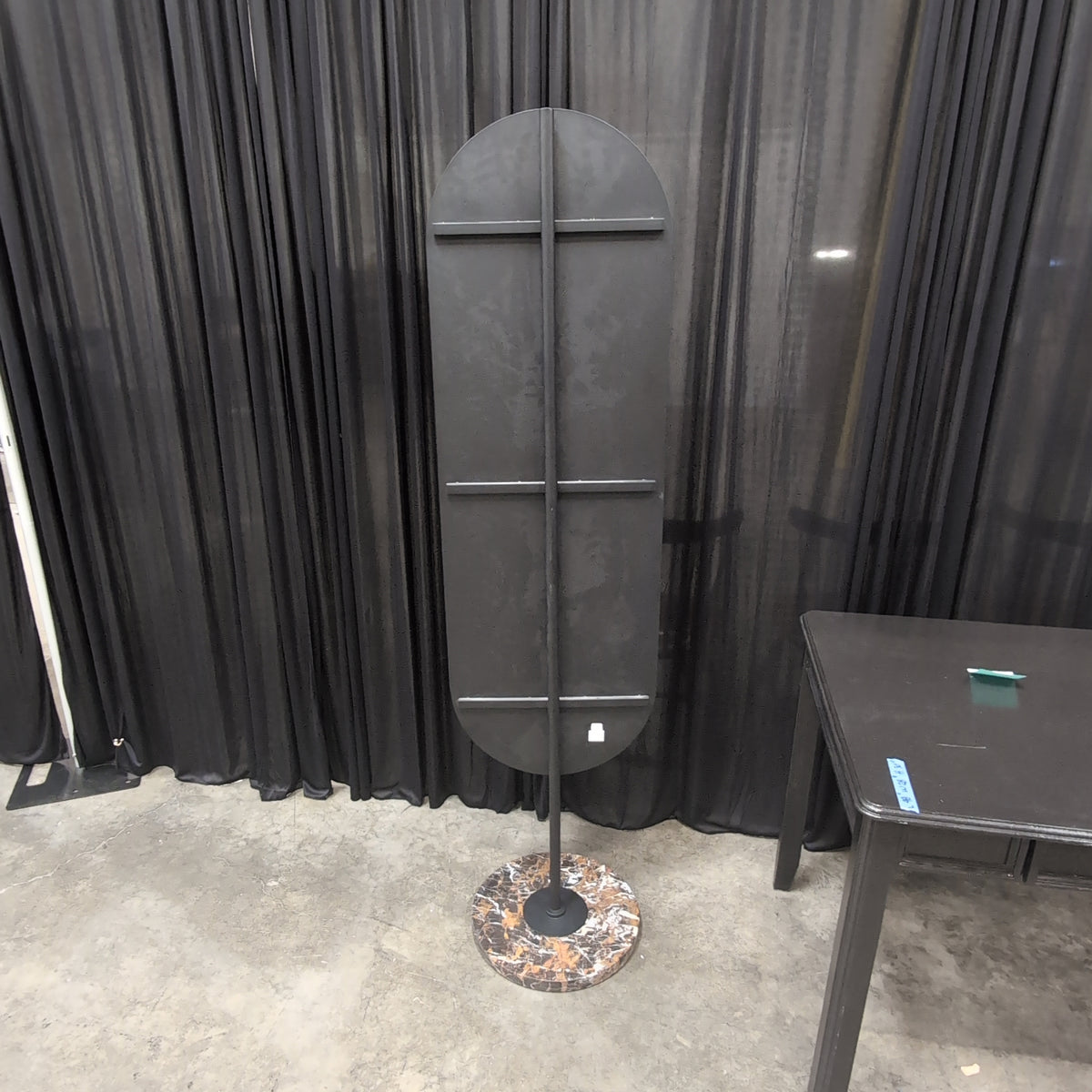 Capsule Full-Length Floor Mirror with Marble-Look Base