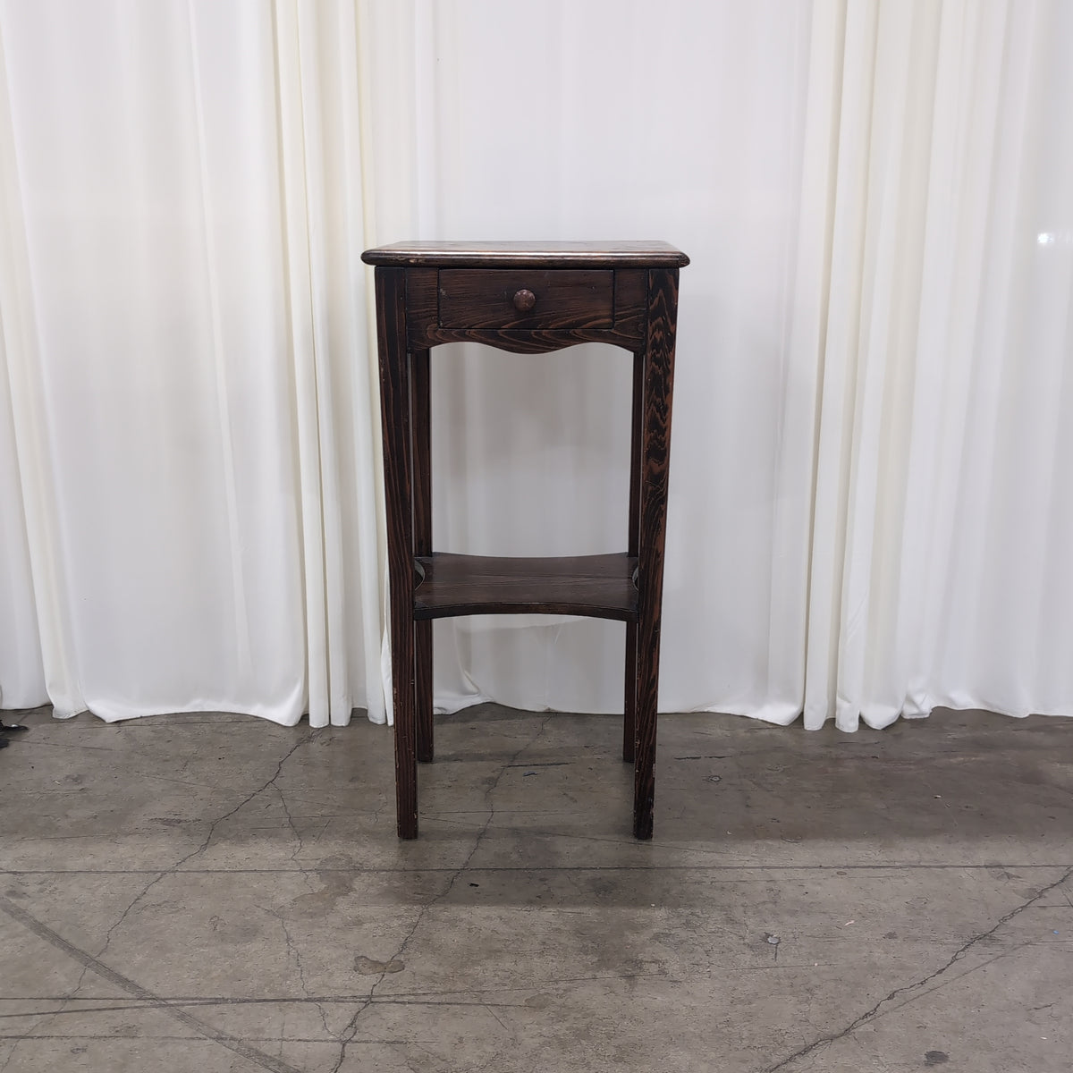 Dark Brown Wood Nightstand with Drawer and Shelf
