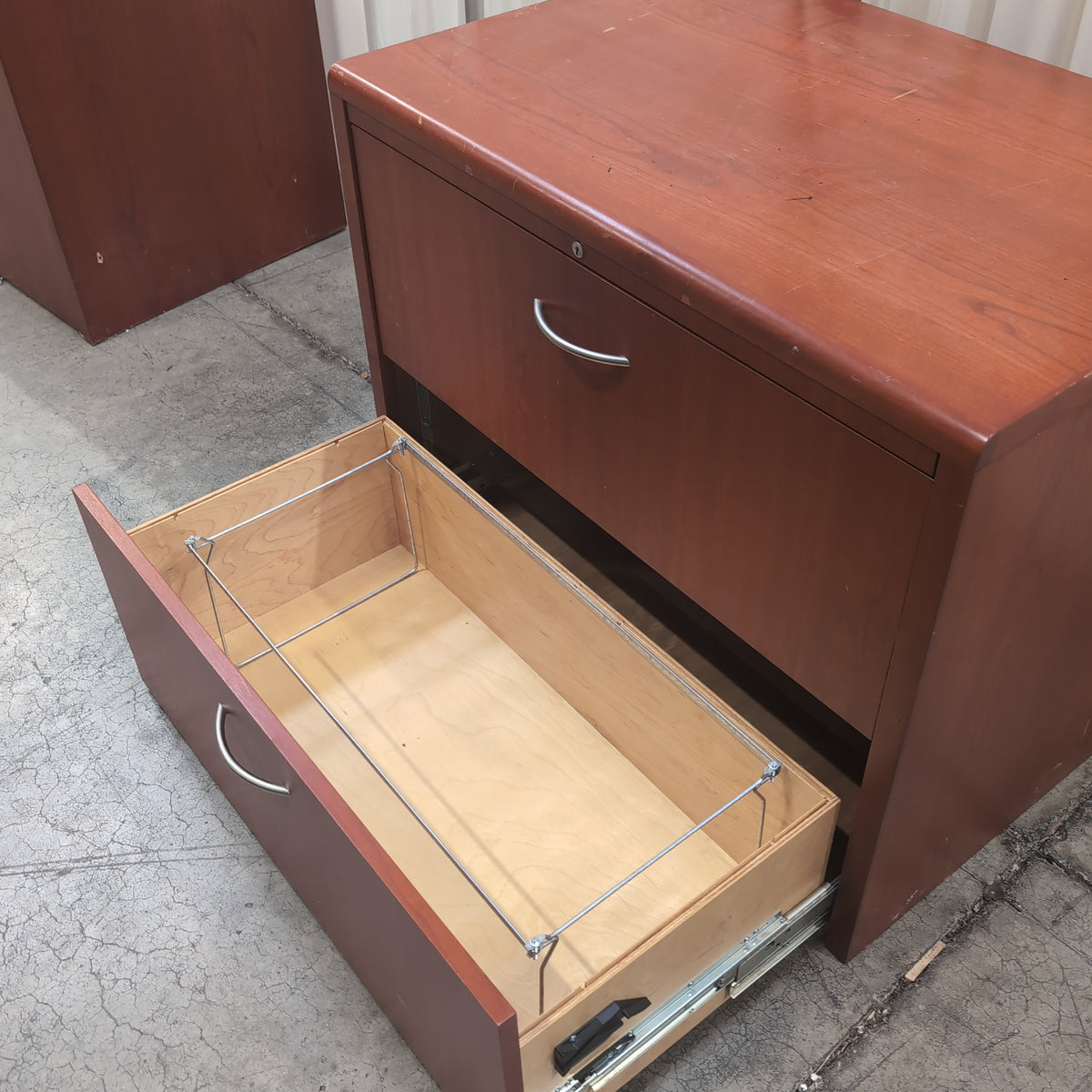 Cherry Finish Two-Drawer Storage Cabinet with Lock