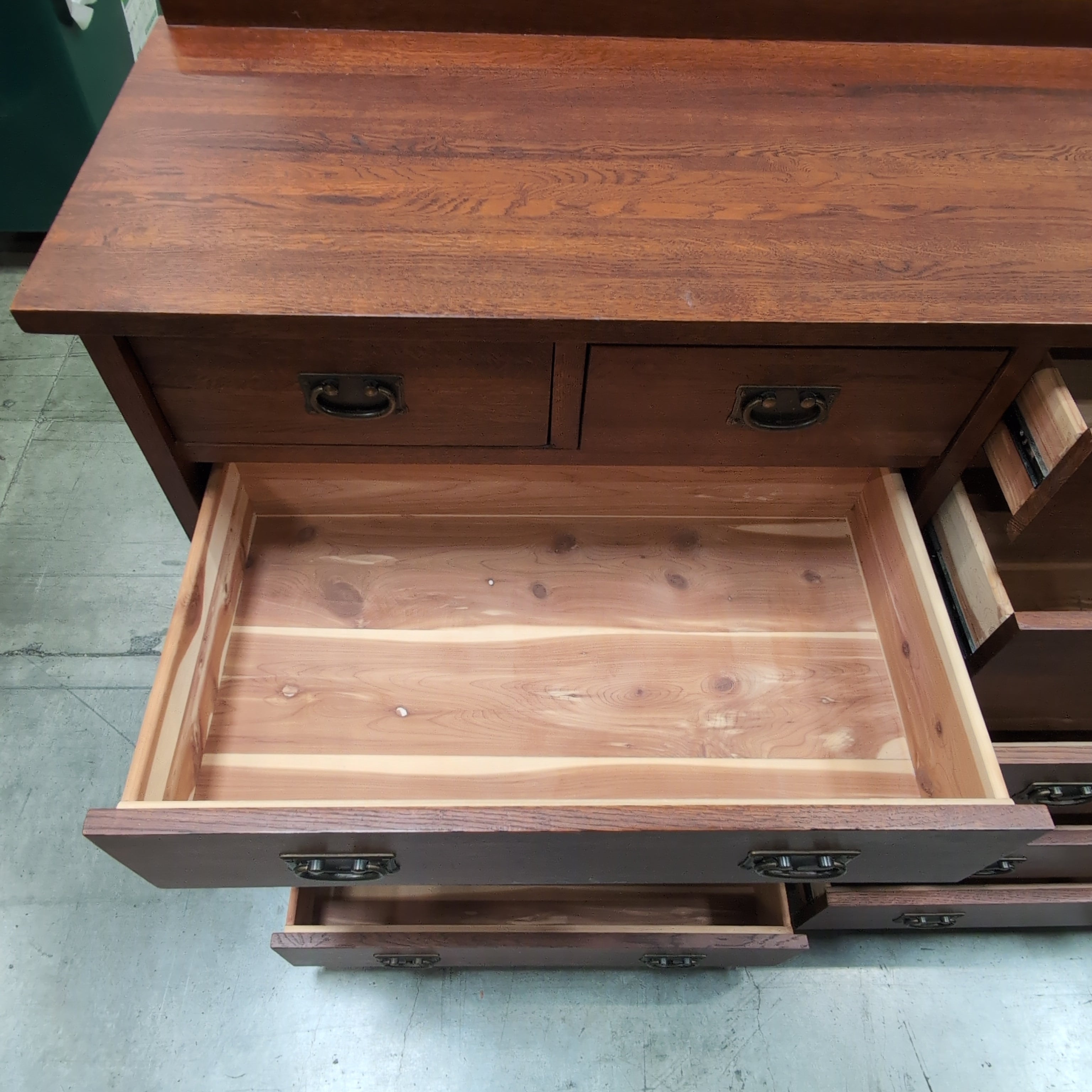 Tradewins Traditional Brown Wood Twelve Drawer Dresser with Top Mirror