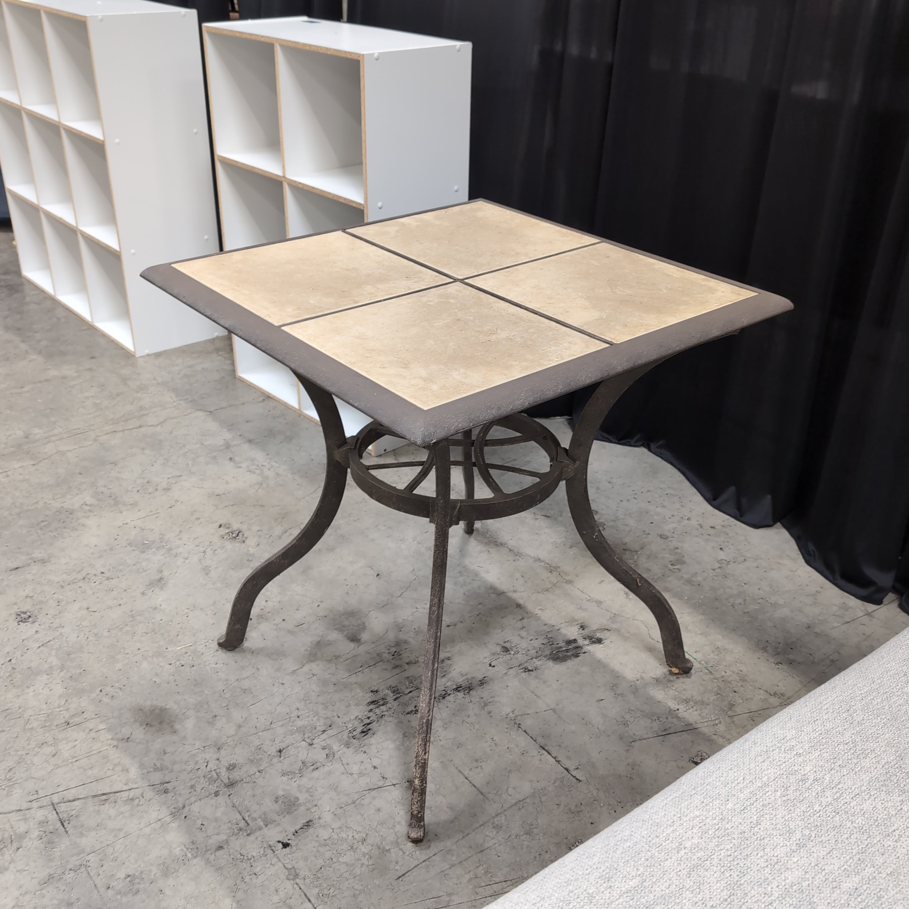 Square Tile Top Outdoor Table with Metal Base