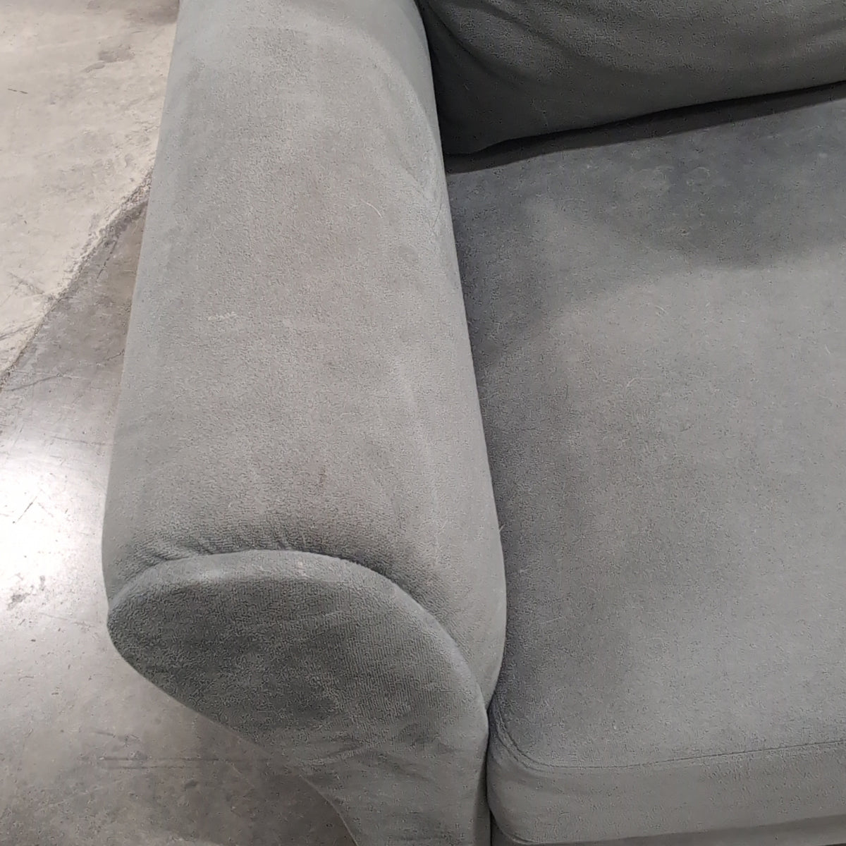 Grey Fabric Rolled Arm Couch