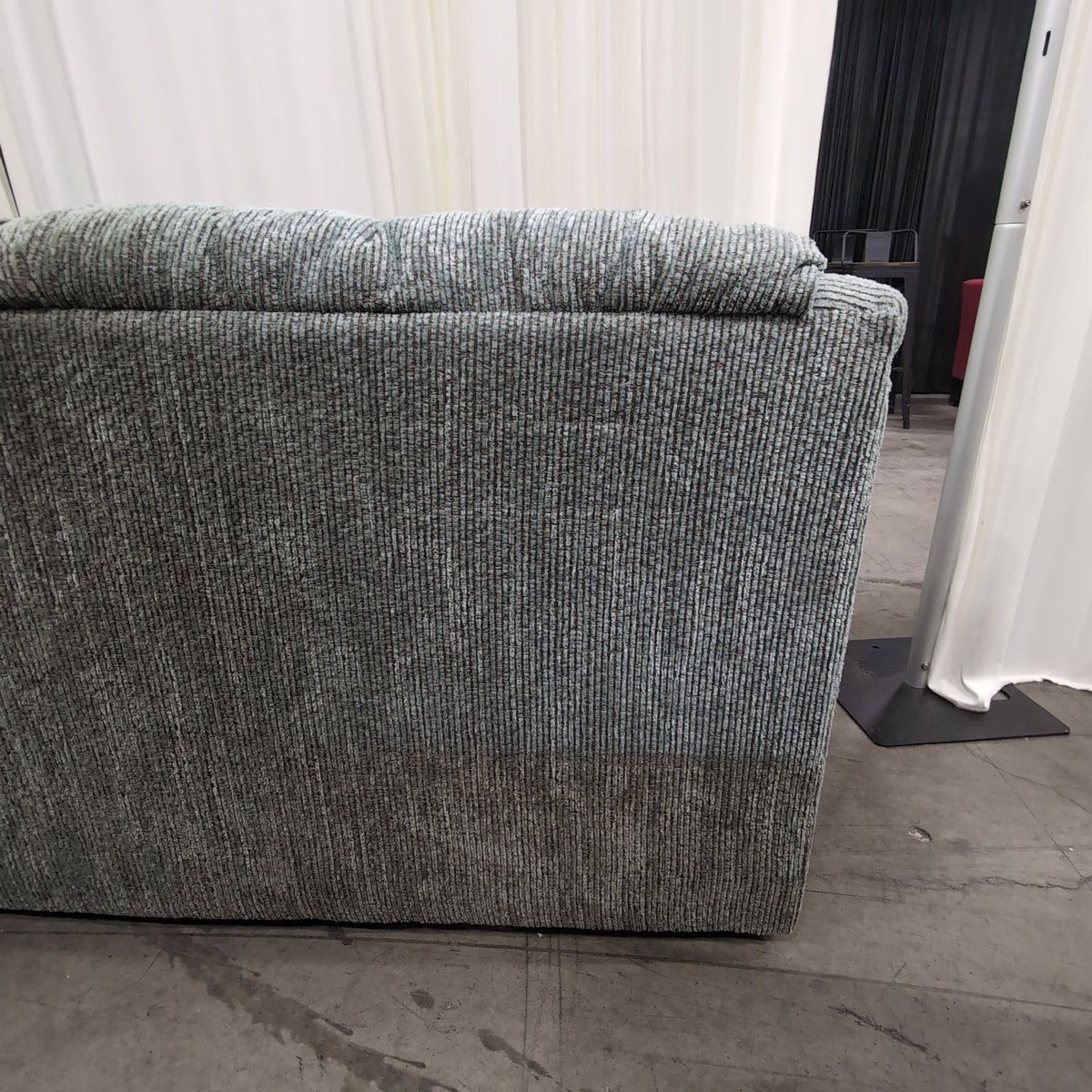 Textured Gray Green Three-Cushion Couch