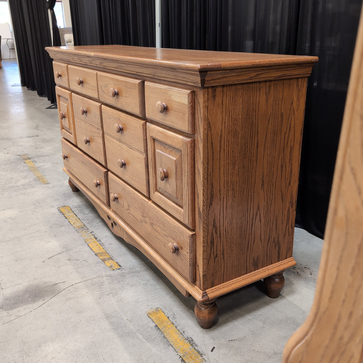 Traditional Wood Dresser with Attached Mirror