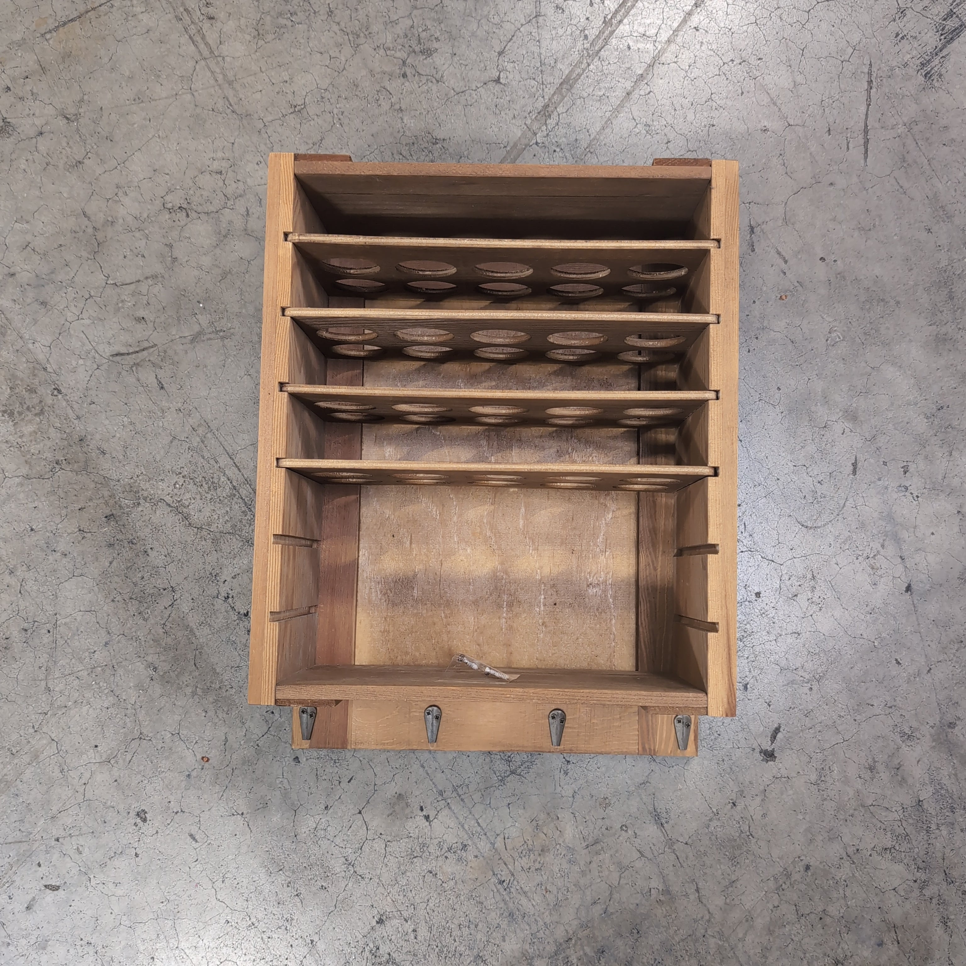 Multi-Tier Slotted Wood Storage Rack in Natural Wood