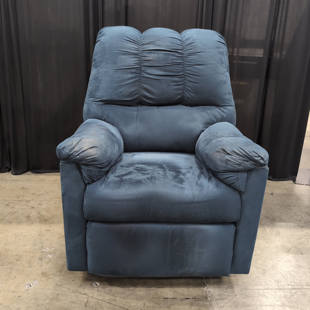 Blue Upholstered Recliner with Lever Handle
