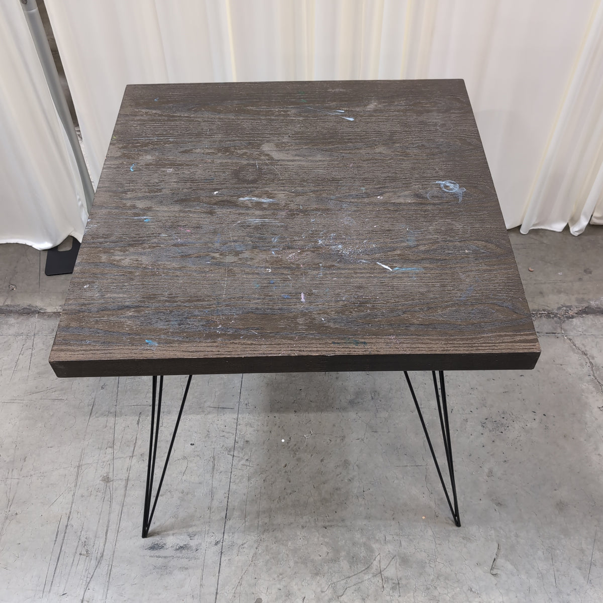 Dark Wood Square Dining Table with Hairpin Legs