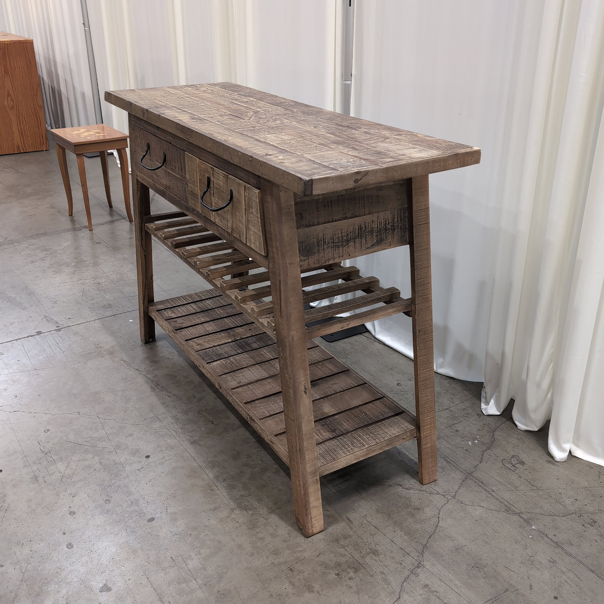 Rustic Wood Buffet with Wine Rack Storage