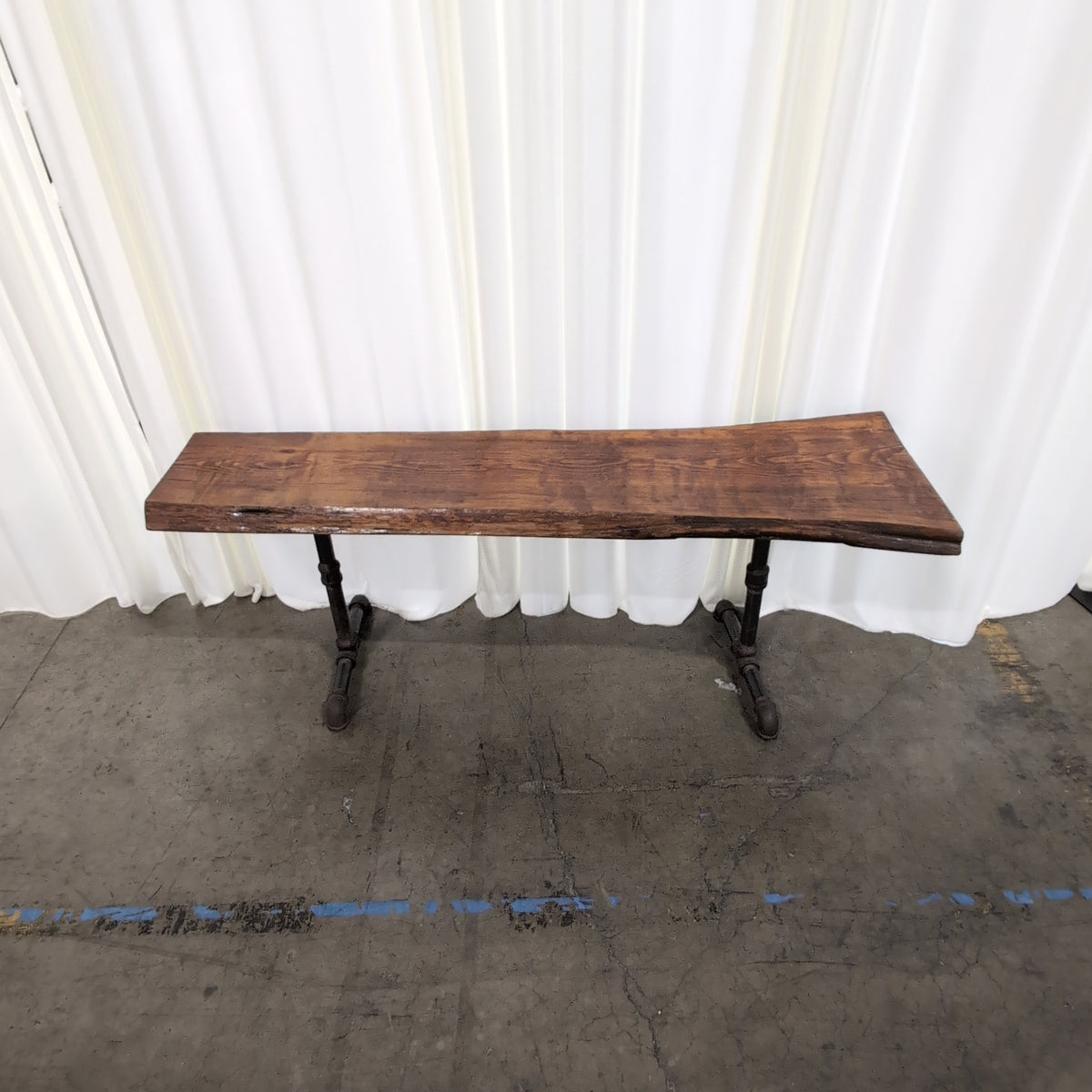 Rustic Live Edge Wood Console Table with Industrial Pipe Base