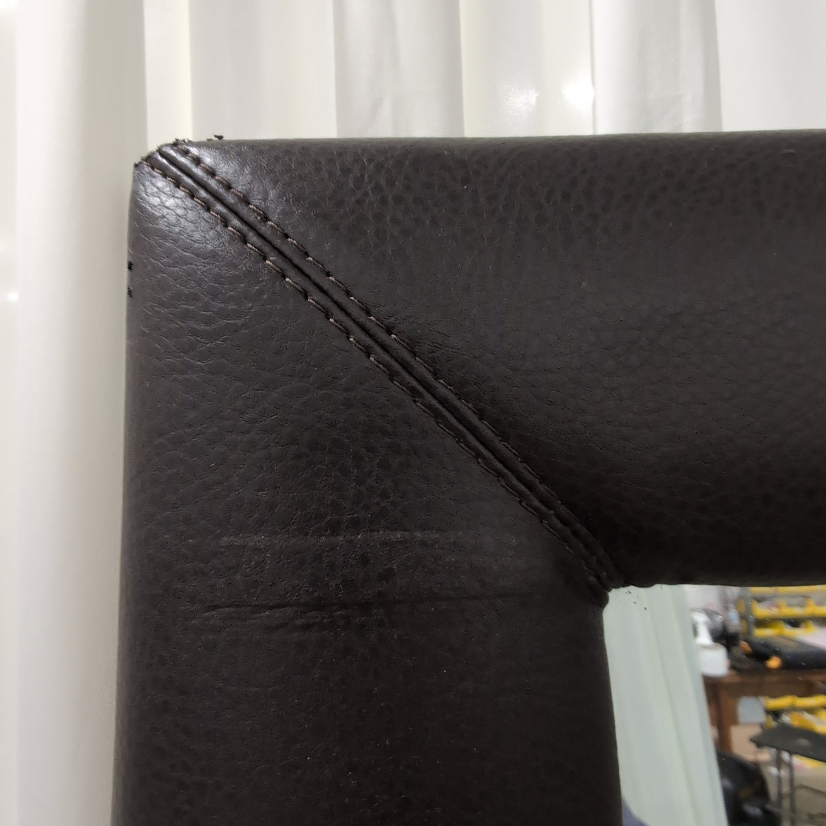 Dark Brown Upholstered Rectangular Wall Mirror